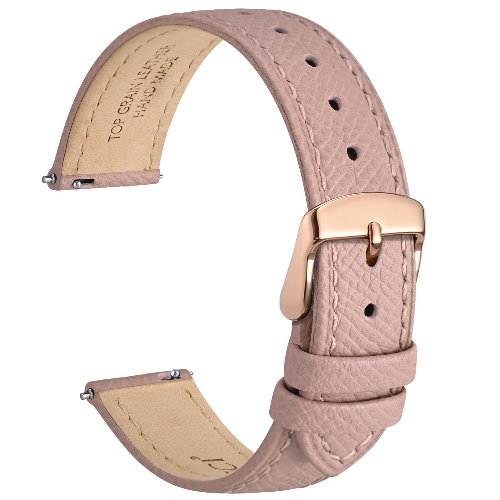 WOCCI Grace Uhrenarmband aus Top Grain Leder mit Schnellverschluss - Retro Rosa (Rosegoldener Schnalle) 18mm ⌚ Angebot bei HelloDeals