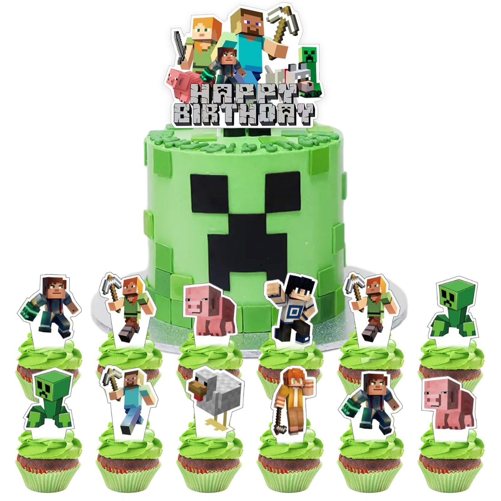 🎮🎂 YOGARTH 25 Stück Pixel Tortendeko Jungen 🎉🎁 Angebot bei HelloDeals
