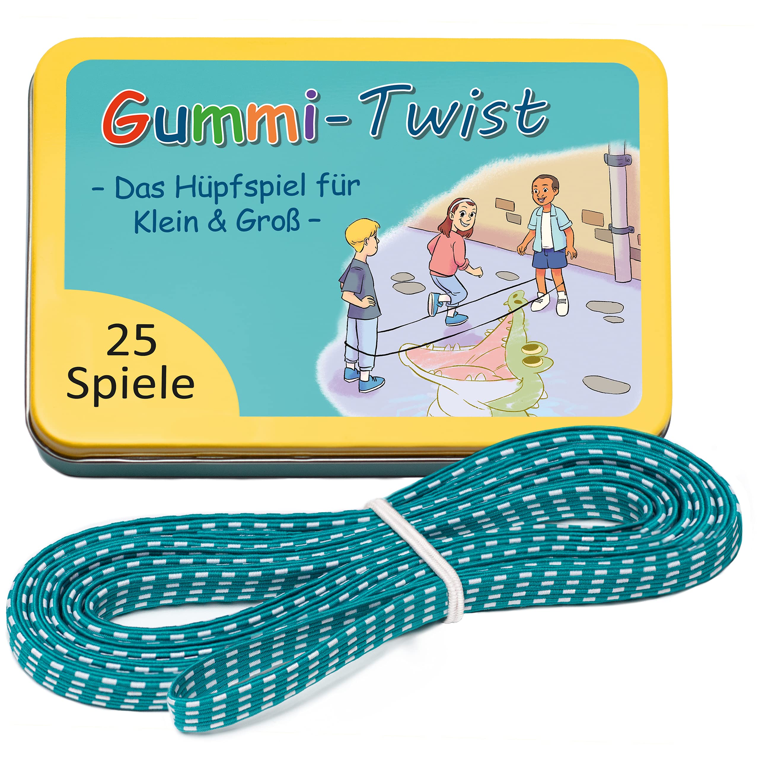 GLÜCKSWOLKE Gummitwist + Buch mit 25 Spiele 🌈 - Indoor & Outdoor Spielzeug für Kinder ab 6-10 Jahre Angebot bei HelloDeals