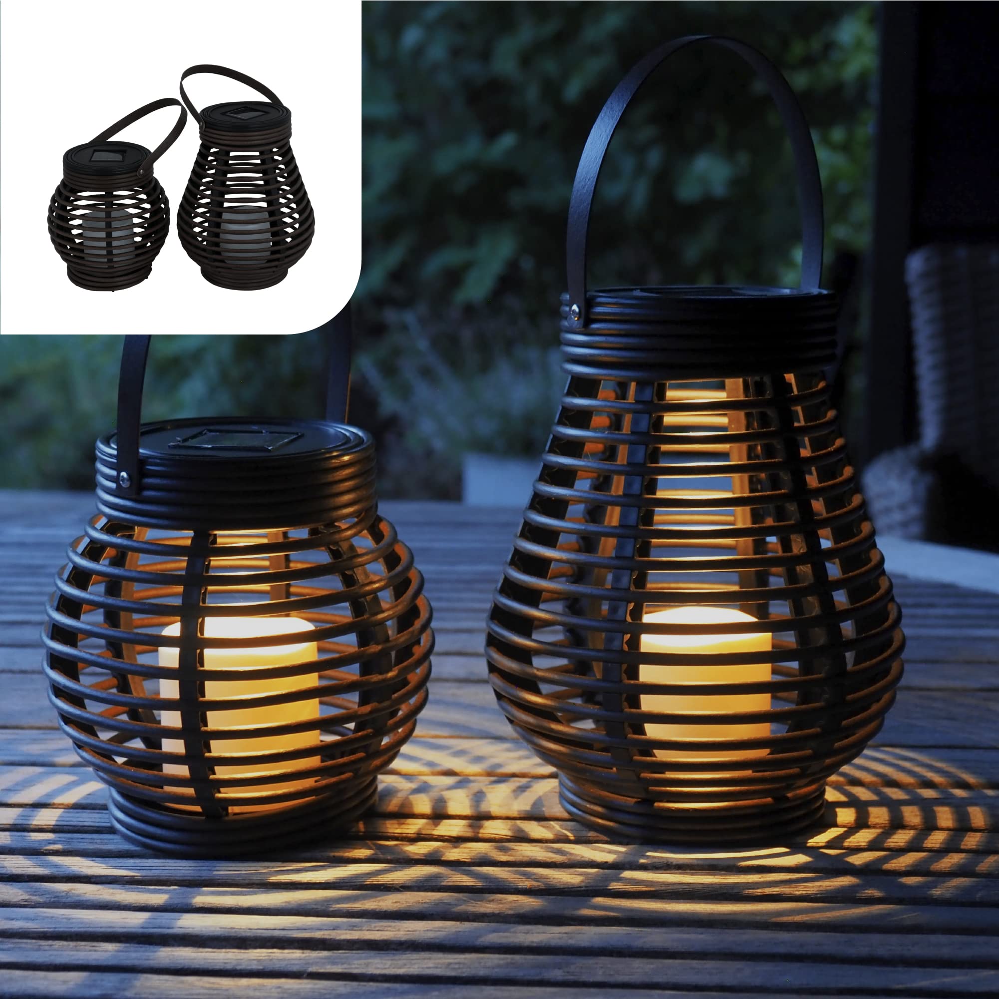 🌞🏡 Gadgy Solar Laternen für Außen - 2er Set LED Deko-Lampen 🏡🌞 Angebot bei HelloDeals