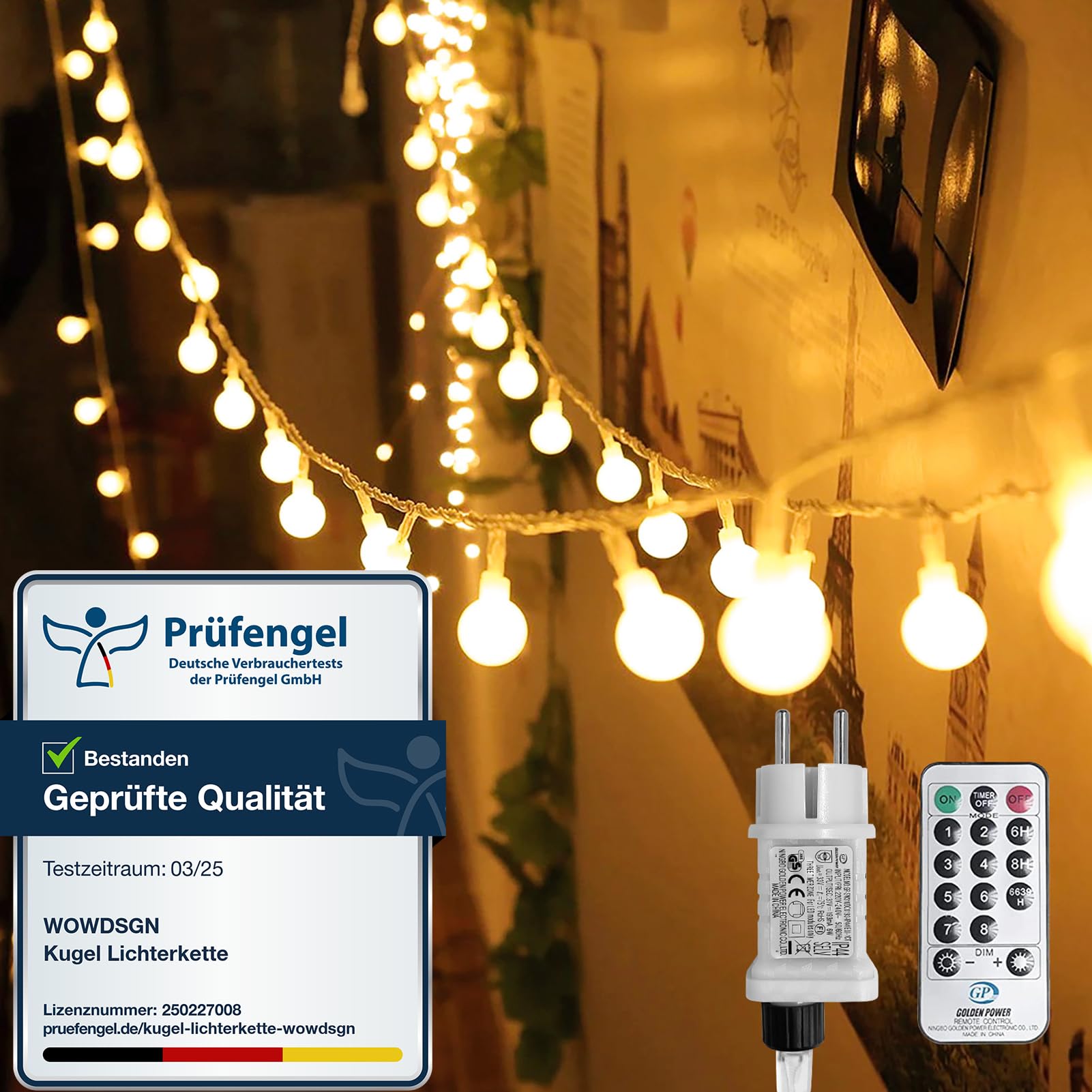 WOWDSGN Kugel Lichterkette - 200 LEDs 20m Dimmbar Angebot bei HelloDeals