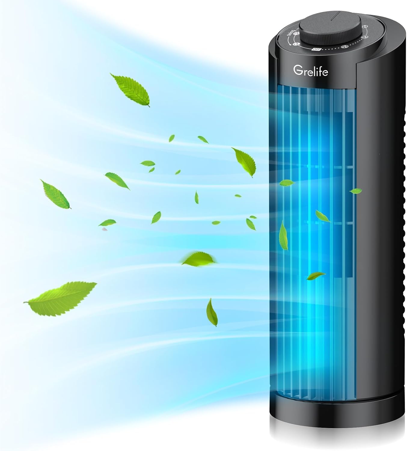 🌀 Grelife Turmventilator Schwarz | Leise & Effizient | Schnelle Kühlung für Zuhause & Büro 🌬️ Angebot bei HelloDeals