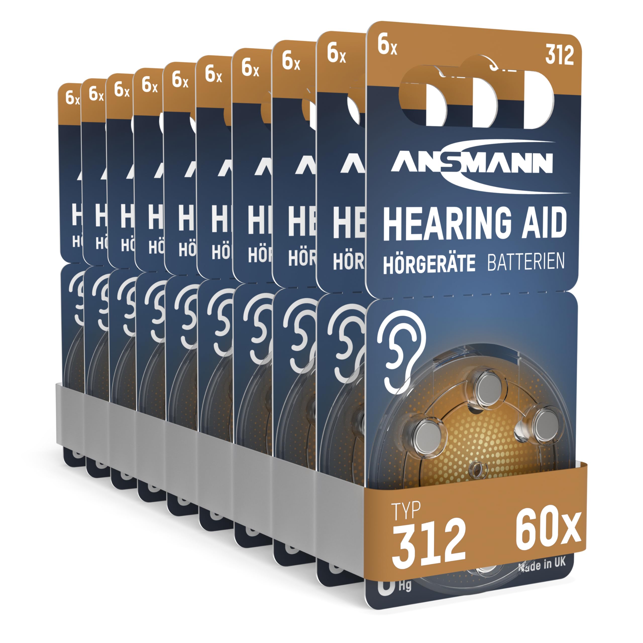Angebot: ANSMANN Hörgerätebatterien Typ 312 braun P312 ZL3 PR41, 60 Stück 🎧🔋 Angebot bei HelloDeals