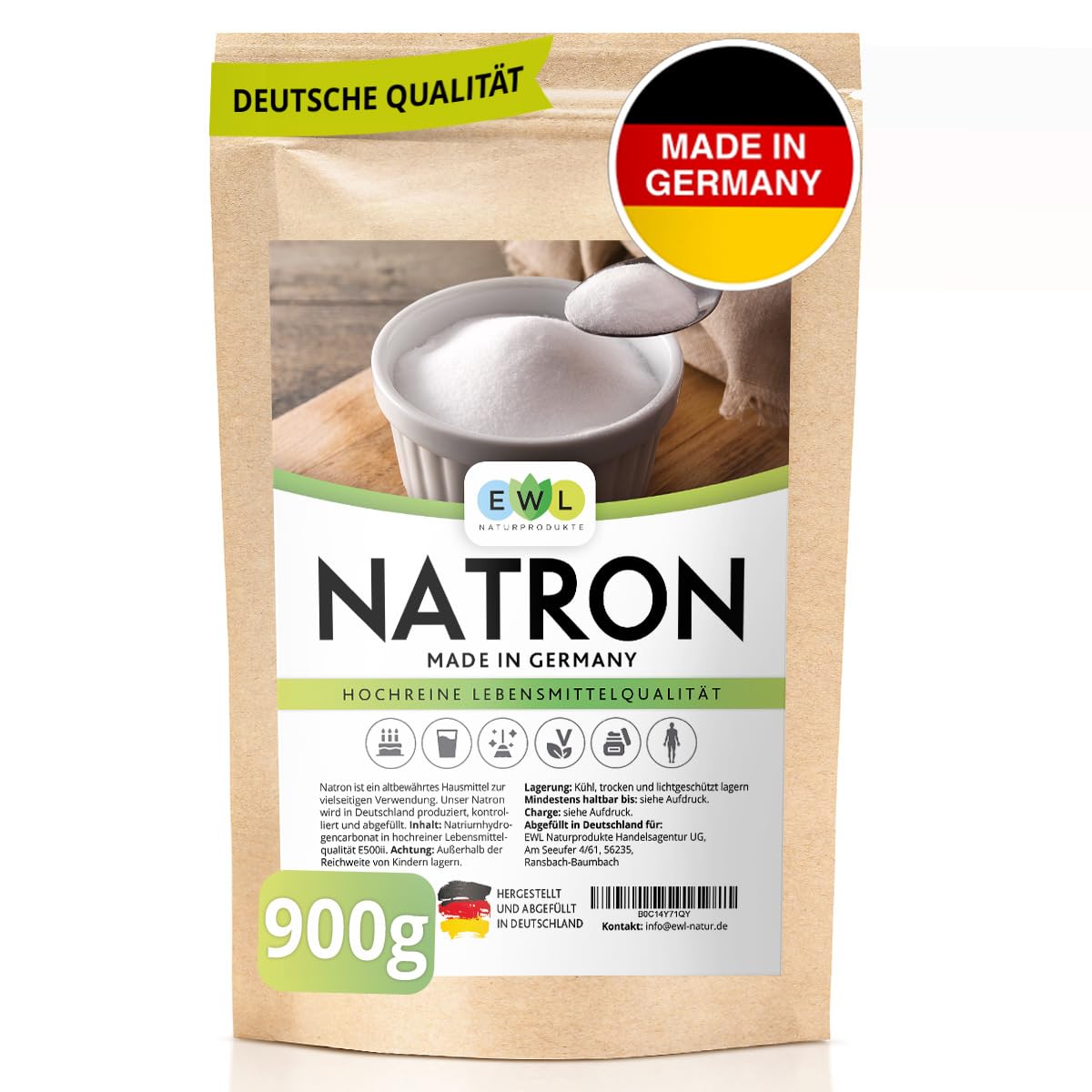 Natron Pulver, Baking Soda 900g - Hochreine Lebensmittelqualität 900g (1er Pack) 🌿🥞🧽 Angebot bei HelloDeals