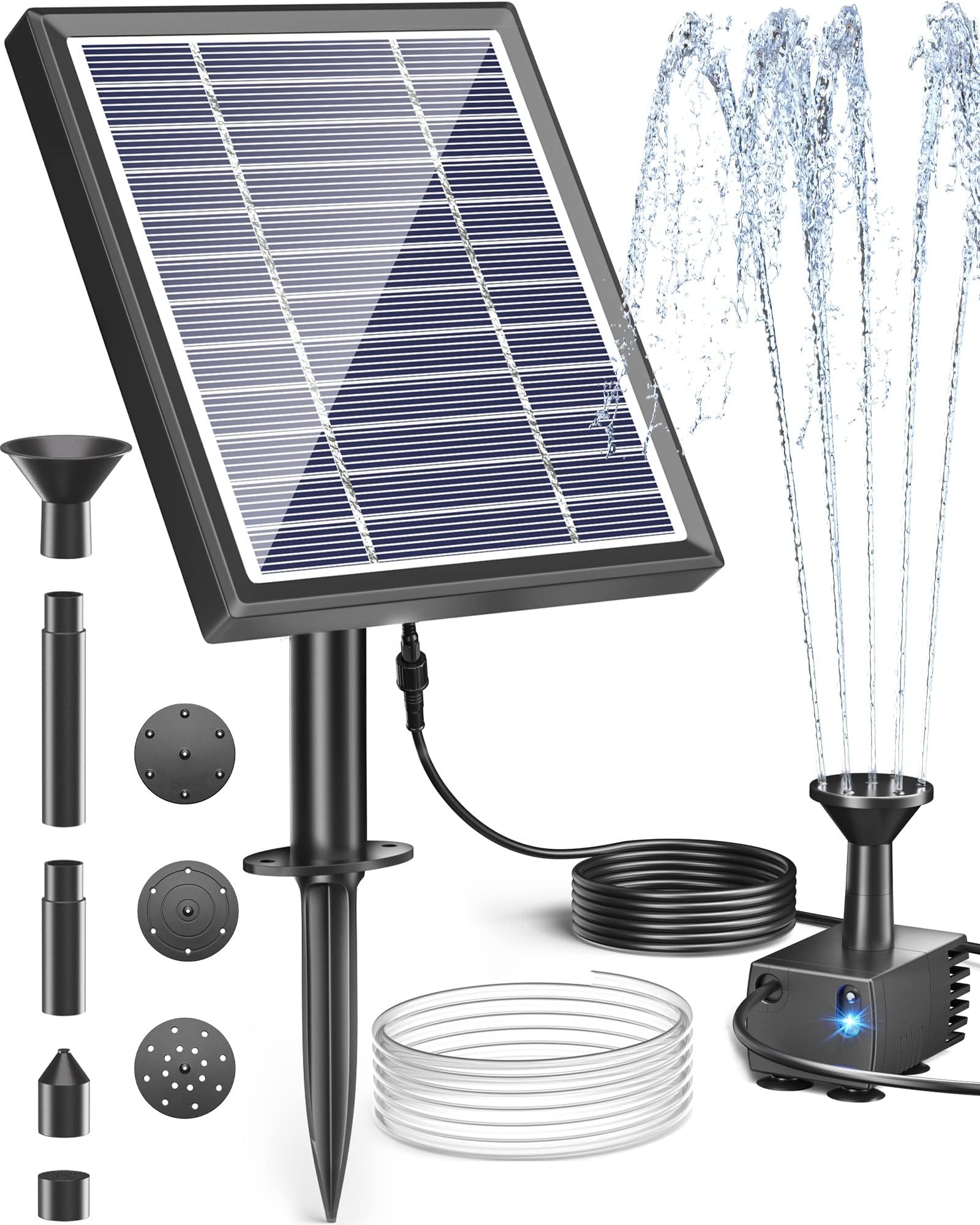 🌞 Biling Solar Springbrunnen für draußen - Solar Wasserpumpe mit Filter und Wasserleitung Angebot bei HelloDeals
