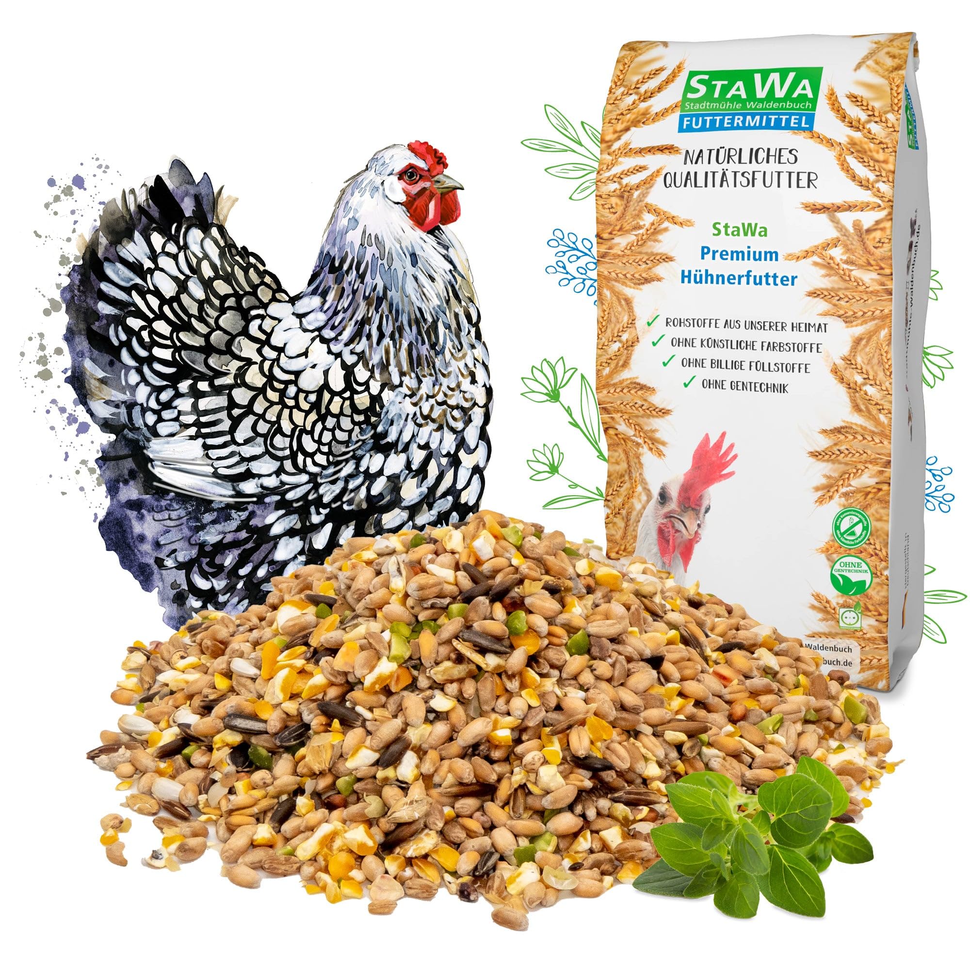 🐔🌿 STAWA Premium Hühnerfutter mit Oregano-Öl und Pfefferminz-Öl, 25 kg (1er Pack) 🌿🐔 Angebot bei HelloDeals