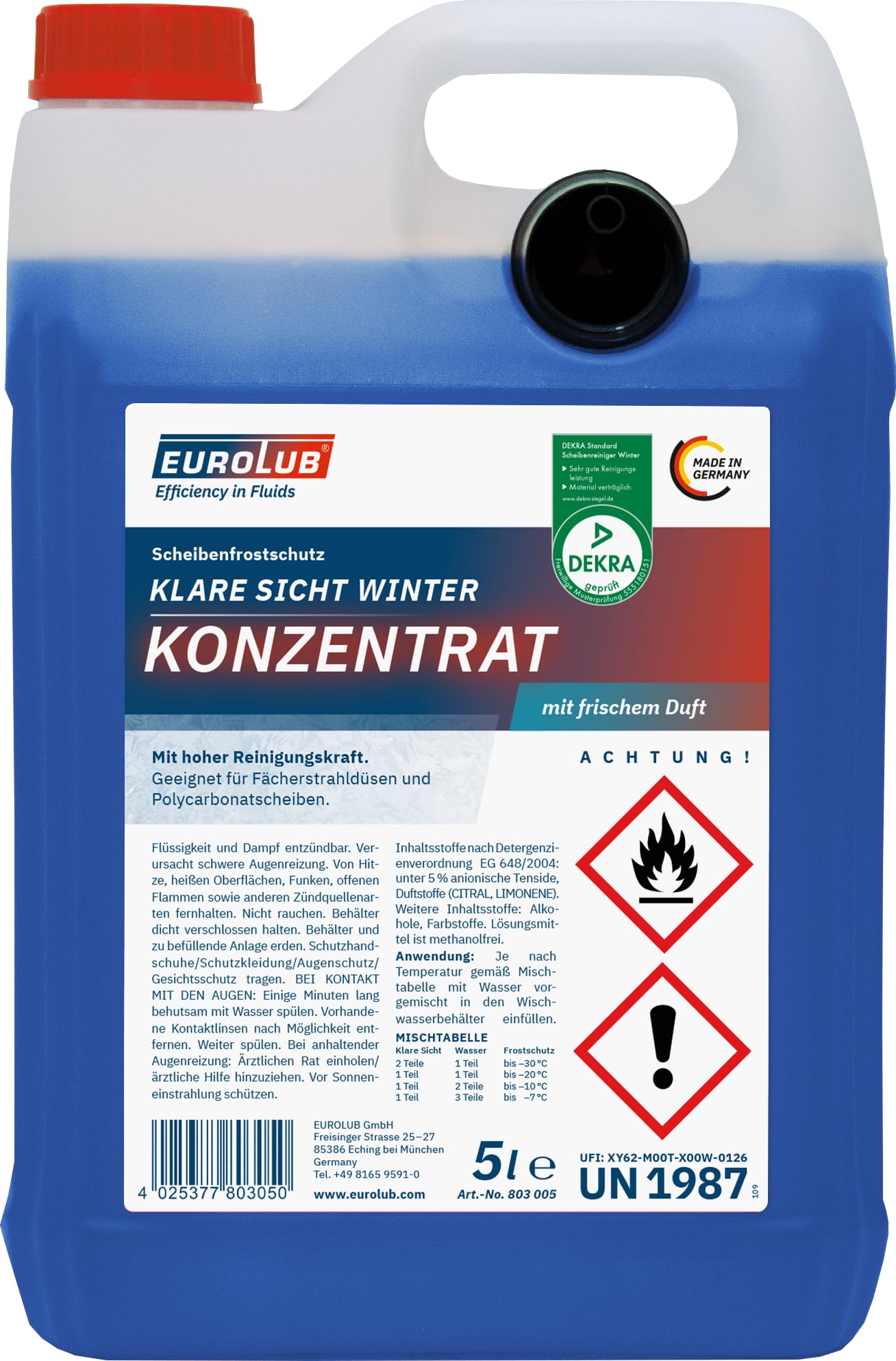 🚗 EUROLUB Scheibenfrostschutz KLARE SICHT Winter Konzentrat, 5 Liter 5 l (1er Pack) Angebot! Angebot bei HelloDeals