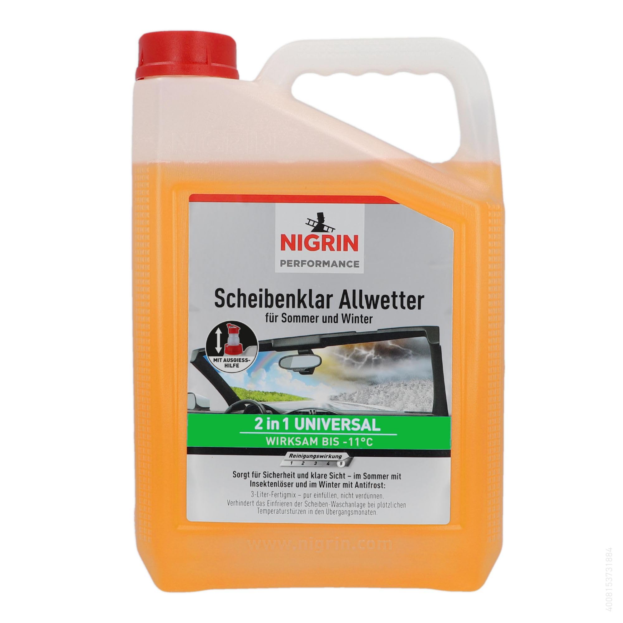 🚗 NIGRIN Scheibenklar Allwetter 2in1 | Scheibenreiniger mit Frostschutz 3 l Kanister 🌬️ Angebot bei HelloDeals