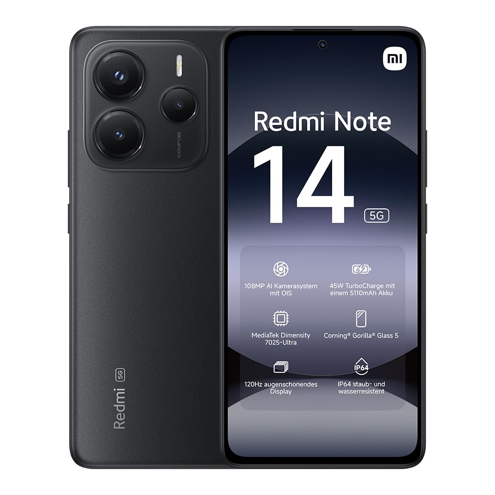 📱 Xiaomi Redmi Note 14 5G Smartphone, 8 + 256GB, Black - Top Angebot! 🌟 Angebot bei HelloDeals