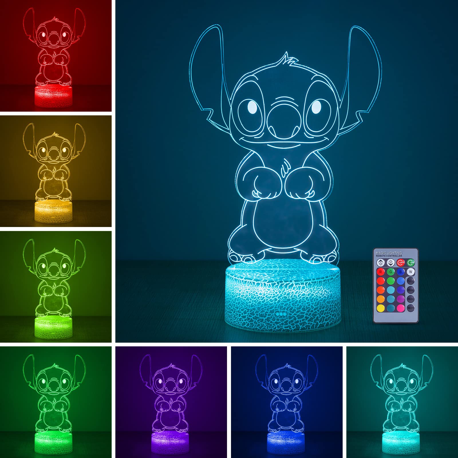 🌟 Hoofun Stitch Lampe, 16 Farben 3D LED Illusion Nachtlicht 🌙 Angebot bei HelloDeals