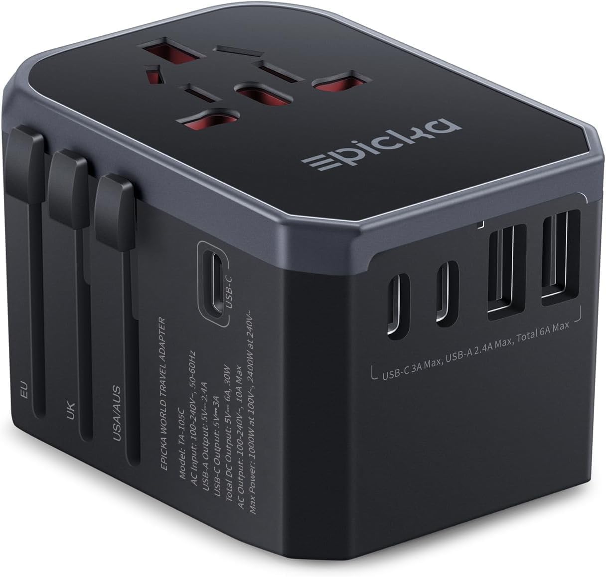 🌍🔌 EPICKA Reiseadapter Weltweit, Universal Reisestecker Adapter 30W! Angebot bei HelloDeals