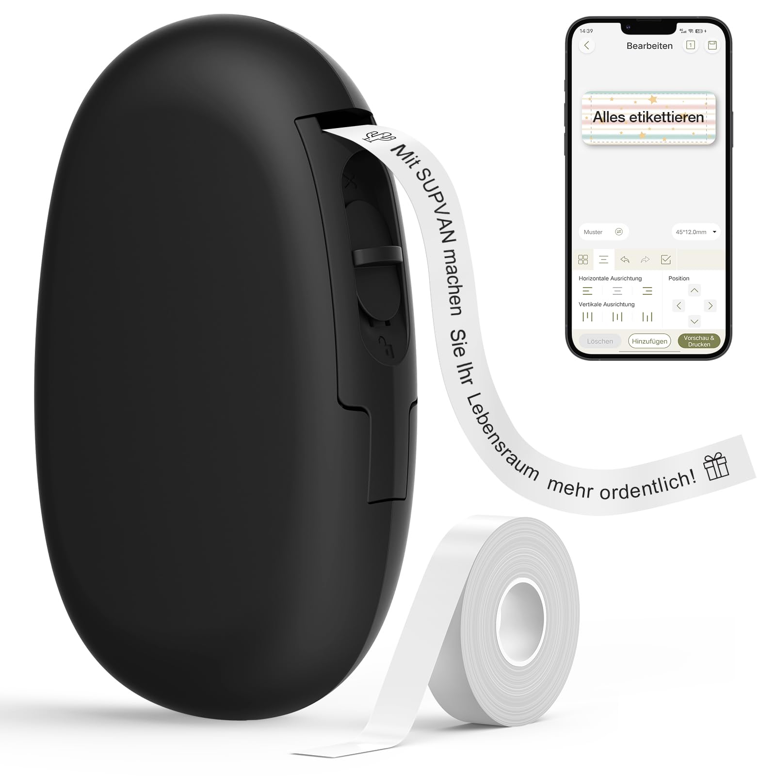 🏷️ SUPVAN Katasymbol Etikettendrucker - Mini Bluetooth E10 Selbstklebendes Etikettiergerät 🖨️ Angebot bei HelloDeals