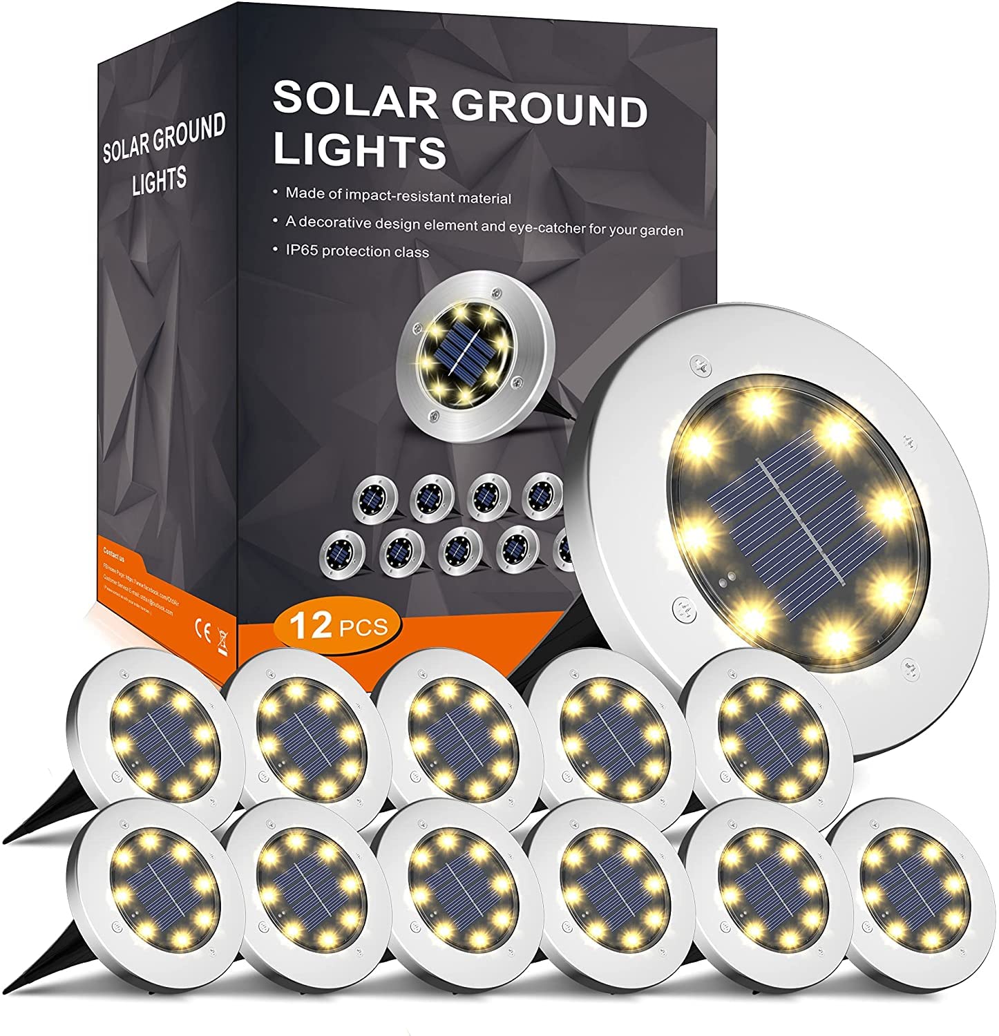 FLOWood Solar Bodenleuchte für Garten 8 LEDS Außenleuchte Wasserdicht Gartenleuchte Edelstahl Kunststoff 🌞 Angebot bei HelloDeals