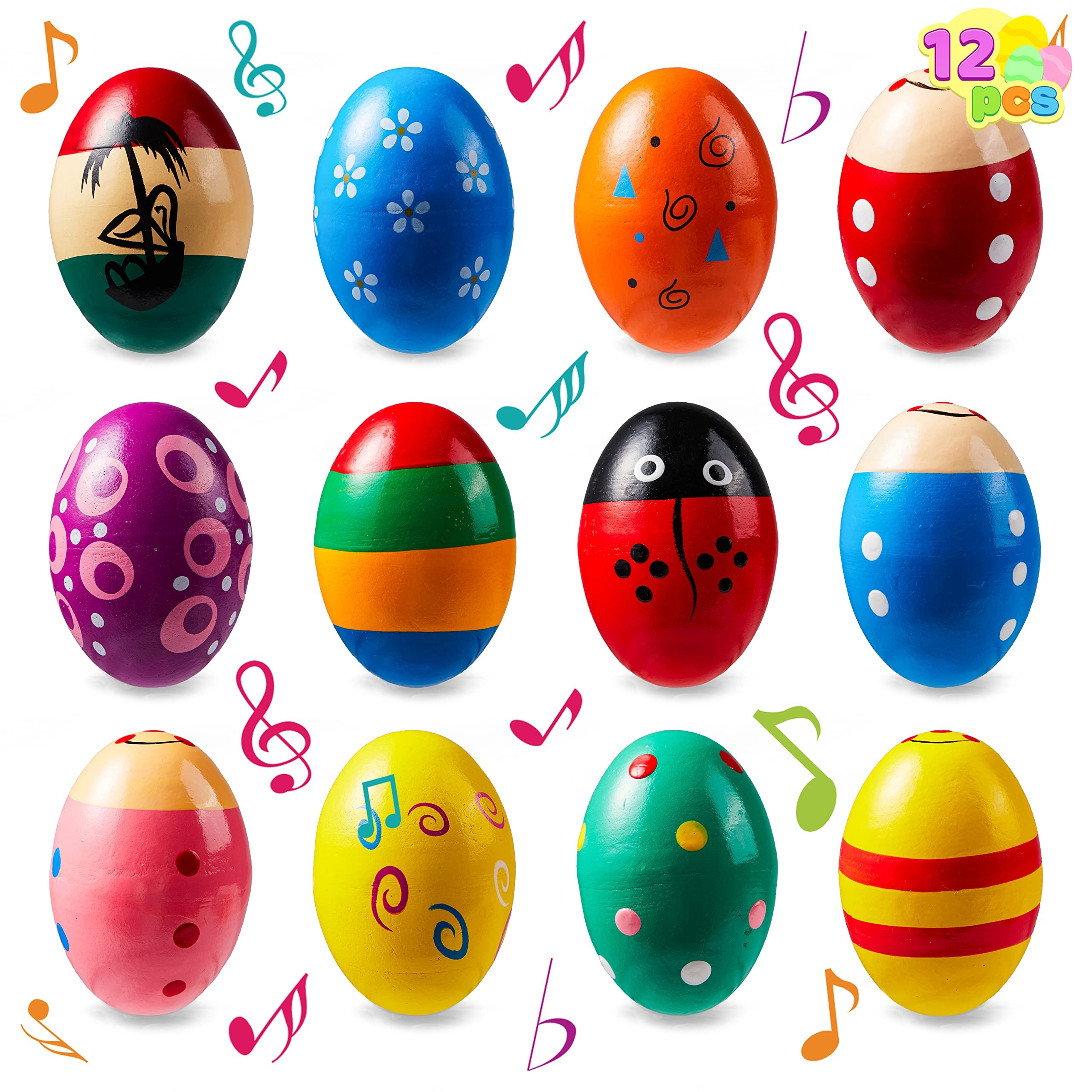 🐰 JOYIN 12 Stück 3" Hölzerne Eierschüttler Maracas Percussion Musical 🥚 Angebot bei HelloDeals