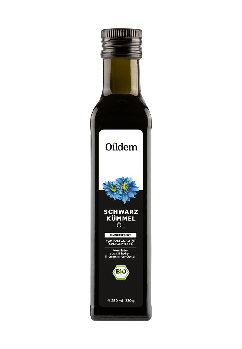 🌿 Oildem Bio Schwarzkümmelöl, Ungefiltert, 250ml, Kaltgepresst - 100% rein 🌿 Angebot bei HelloDeals