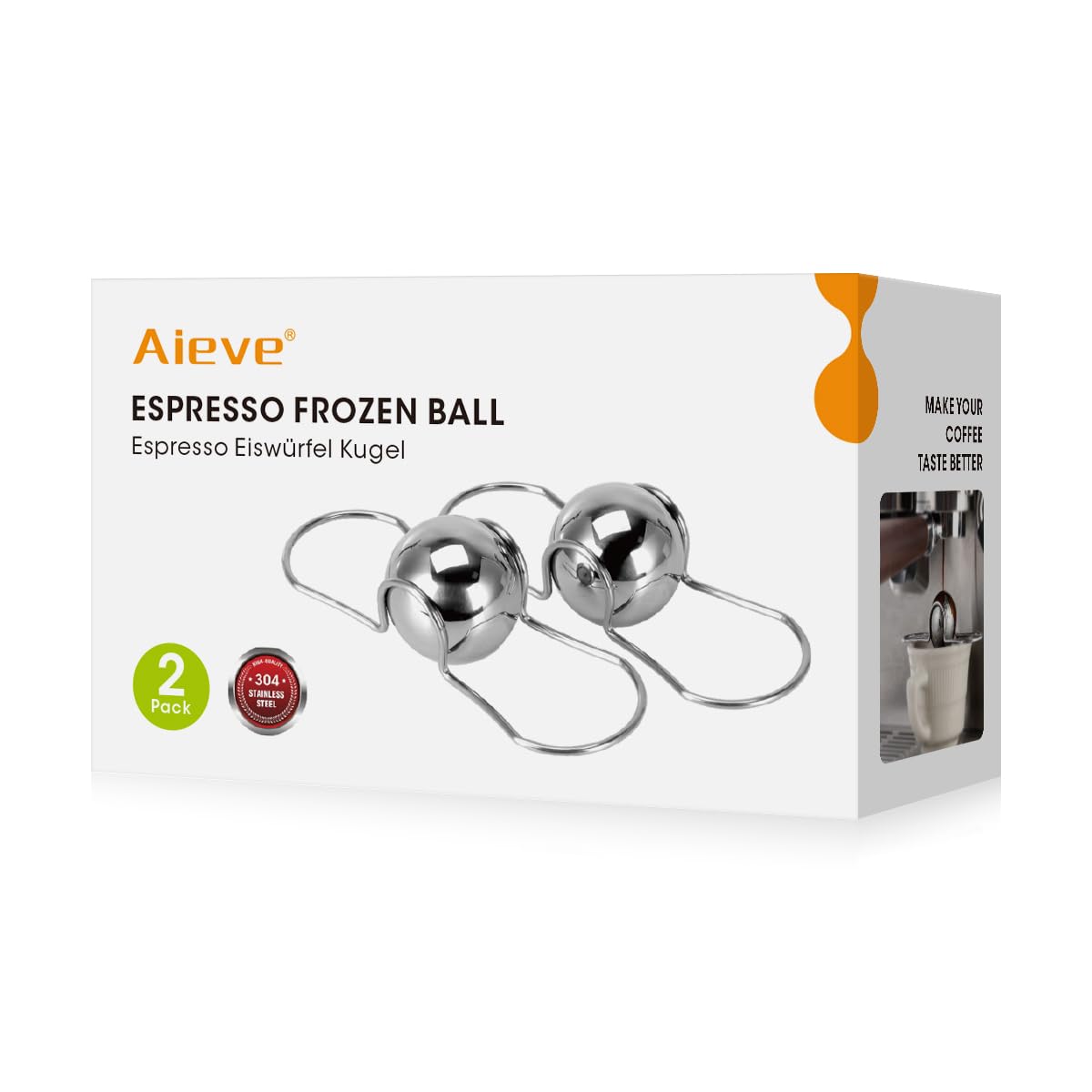 Aieve 2 STK. Espresso Eiswürfel Edelstahl Kugel 🌟 Kaffee Zubehör Angebot bei HelloDeals