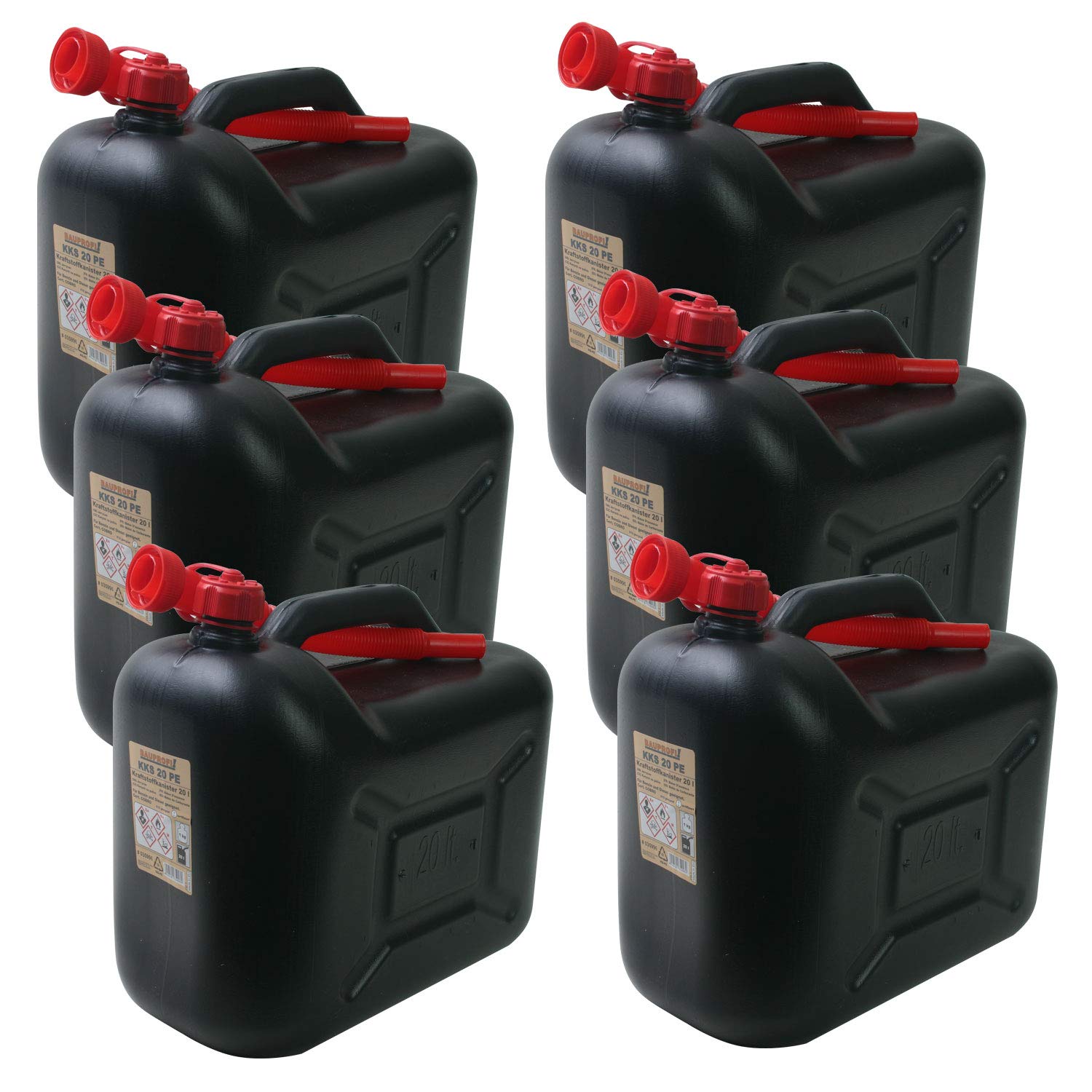 🔥 Mega-Deal: BAUPROFI 6er Set Benzinkanister 20L Schwarz! ⛽️ Angebot bei HelloDeals