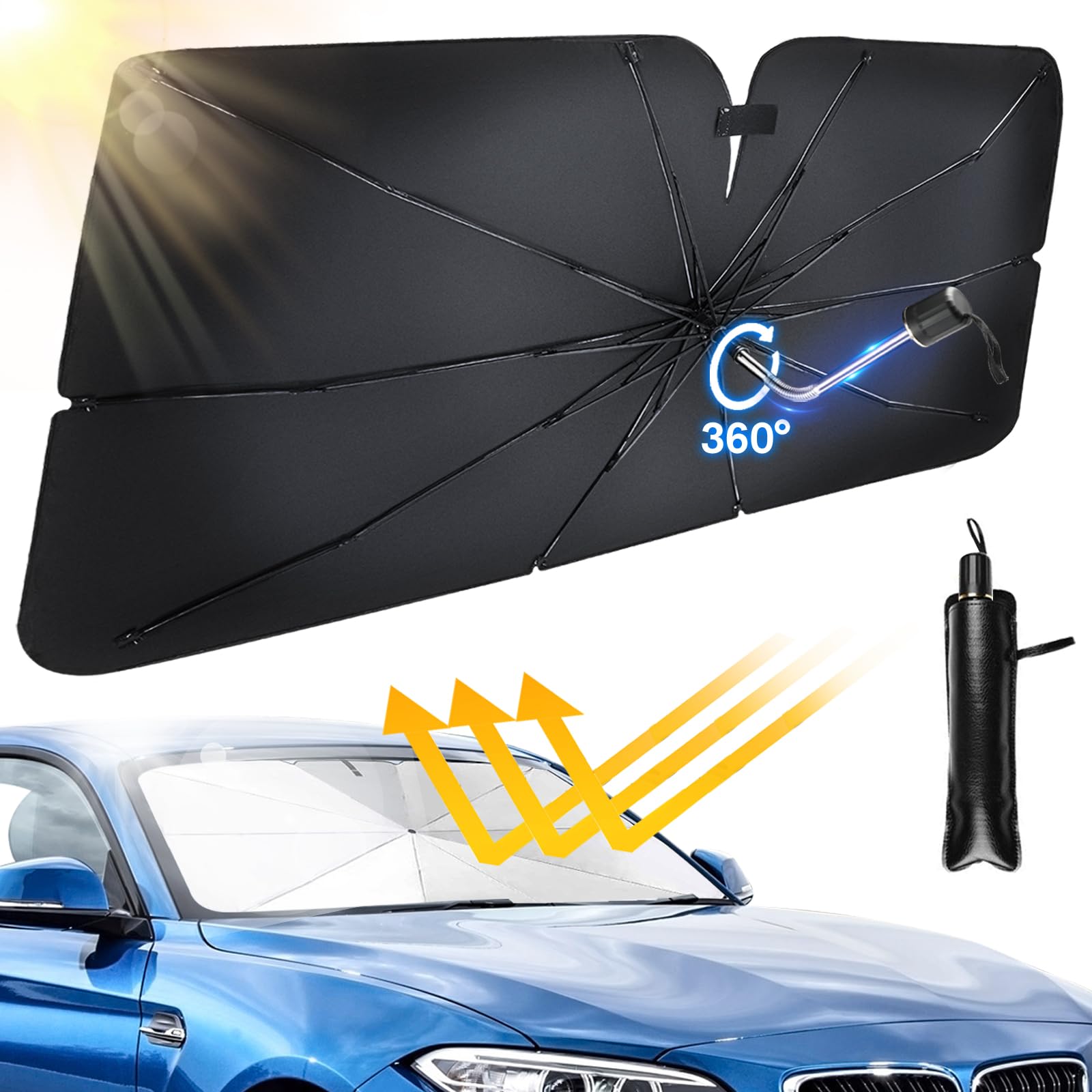 Sonnenschutz Auto Frontscheibe 140*79cm: Car Umbrella Sun Shade Cover Angebot bei HelloDeals