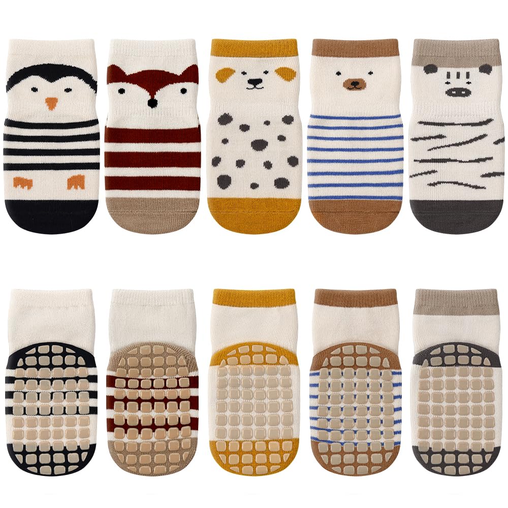 Kyopp Baby Socken: ABS rutschfeste Tiermotive Crew Socks 1-3 Jahre Angebot bei HelloDeals