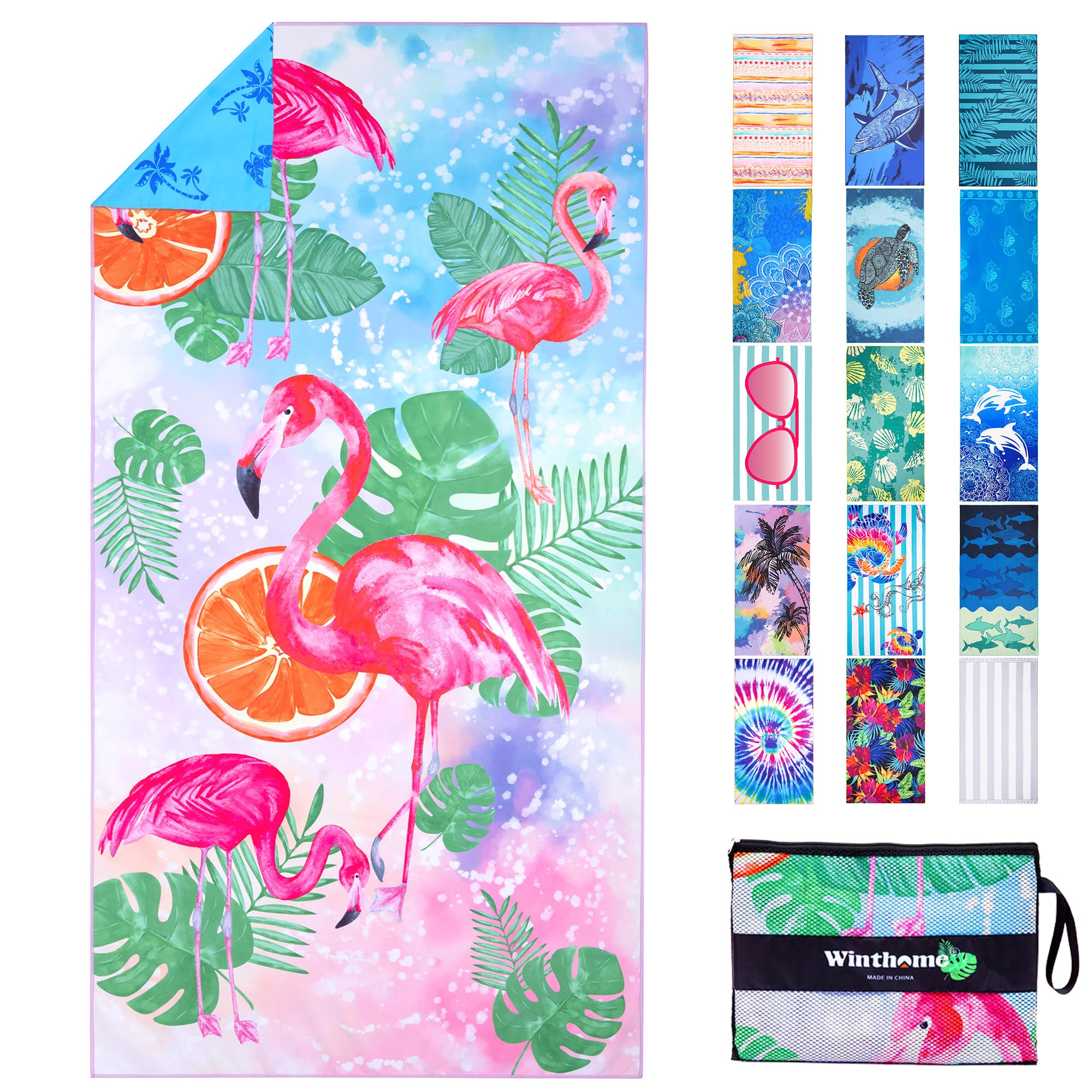 🌴🌞 Winthome Strandtuch Wendbar - Strandtuch Mikrofaser Leicht Schnelltrocknend 🏖️ Angebot bei HelloDeals