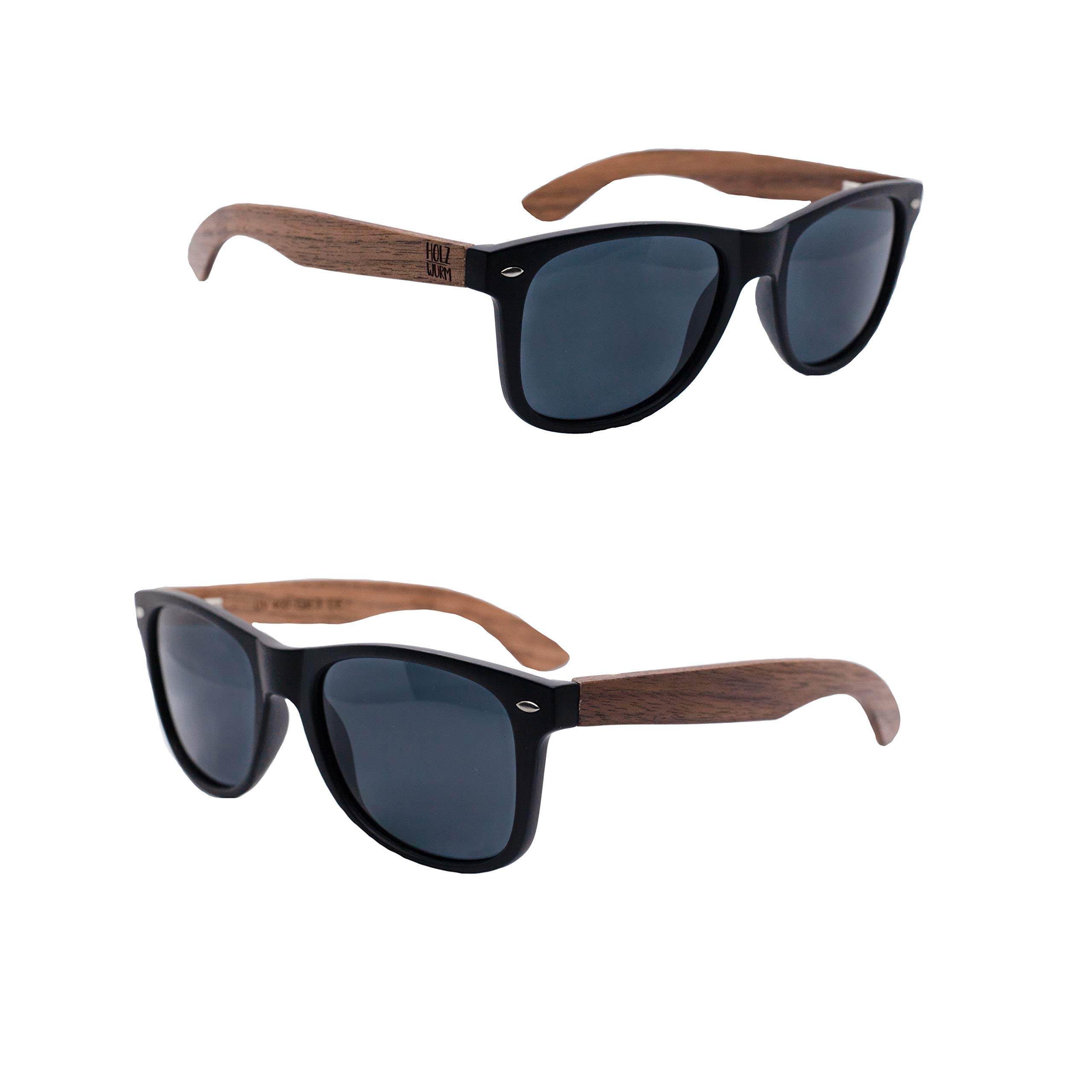 Holzwurm Sonnenbrille mit Holzbügeln aus Walnuss - Modisches Accessoire mit UV400-Schutz 🌞 Angebot bei HelloDeals