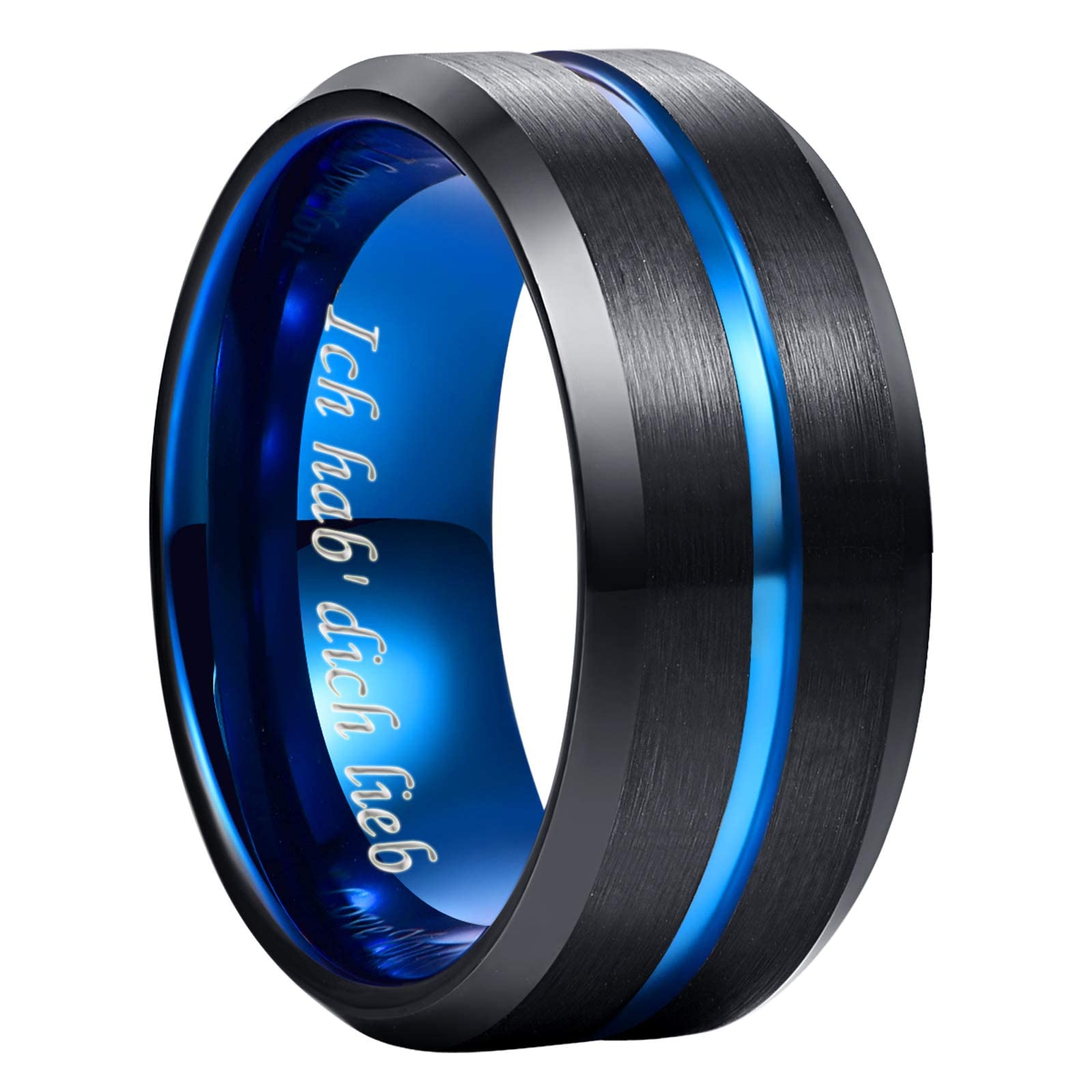 NUNCAD Ring Herren/Damen Wolframcarbid 10mm Blau-Schwarz Angebot bei HelloDeals