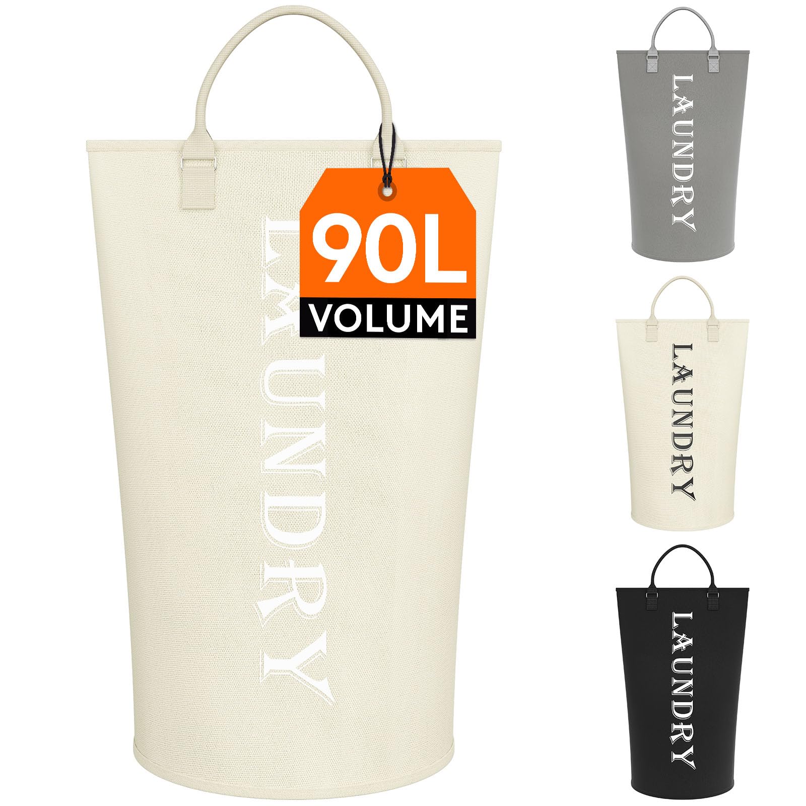 🌟 Lifewit Wäschekorb 90 L - Weiß 90L - Großer faltbarer Wäschesack 🌟 Angebot bei HelloDeals