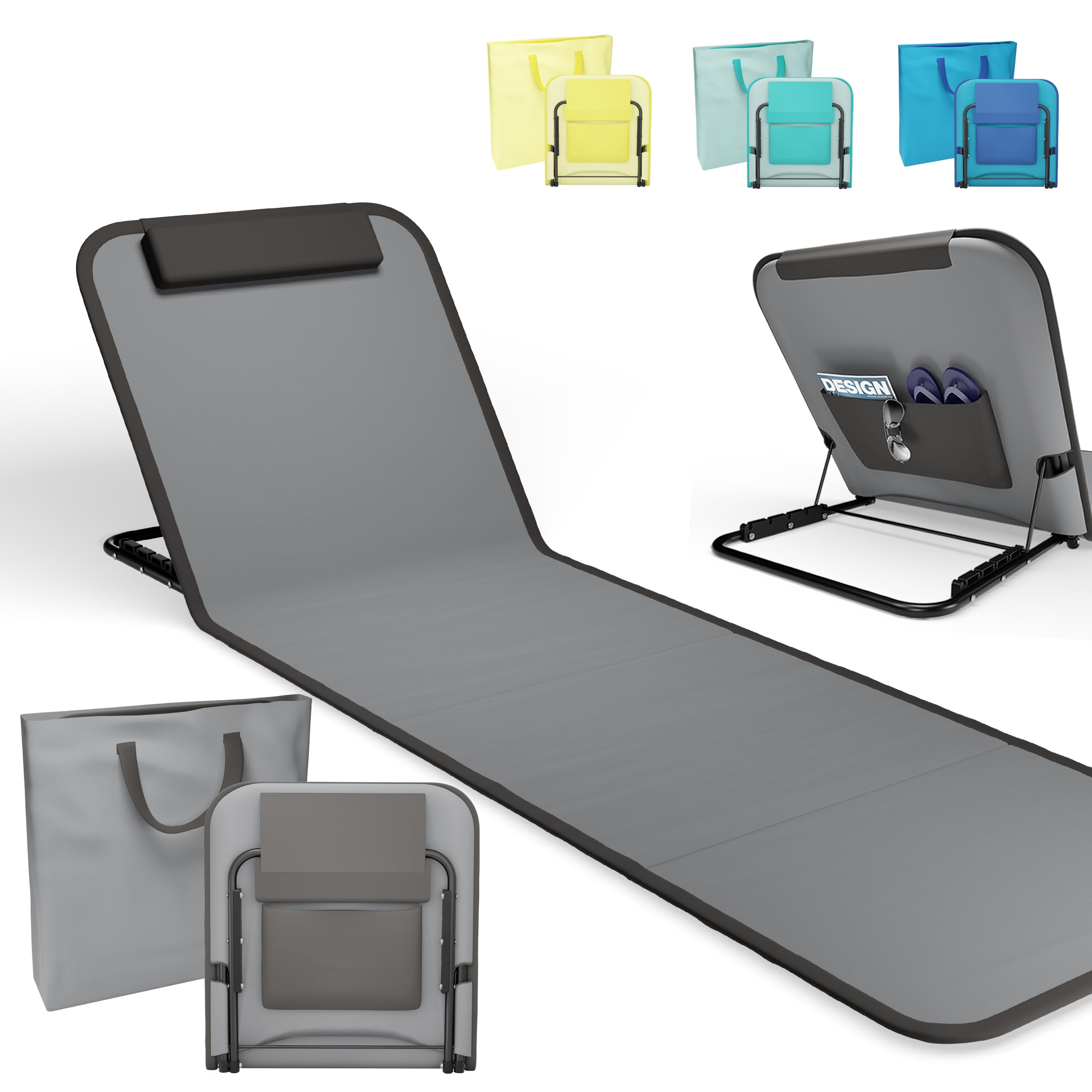 🌞 Onbest Bequeme Strandliege 165 cm lang - mit Verstellbarer Rückenlehne und Liegekissen 🏖️ Angebot bei HelloDeals