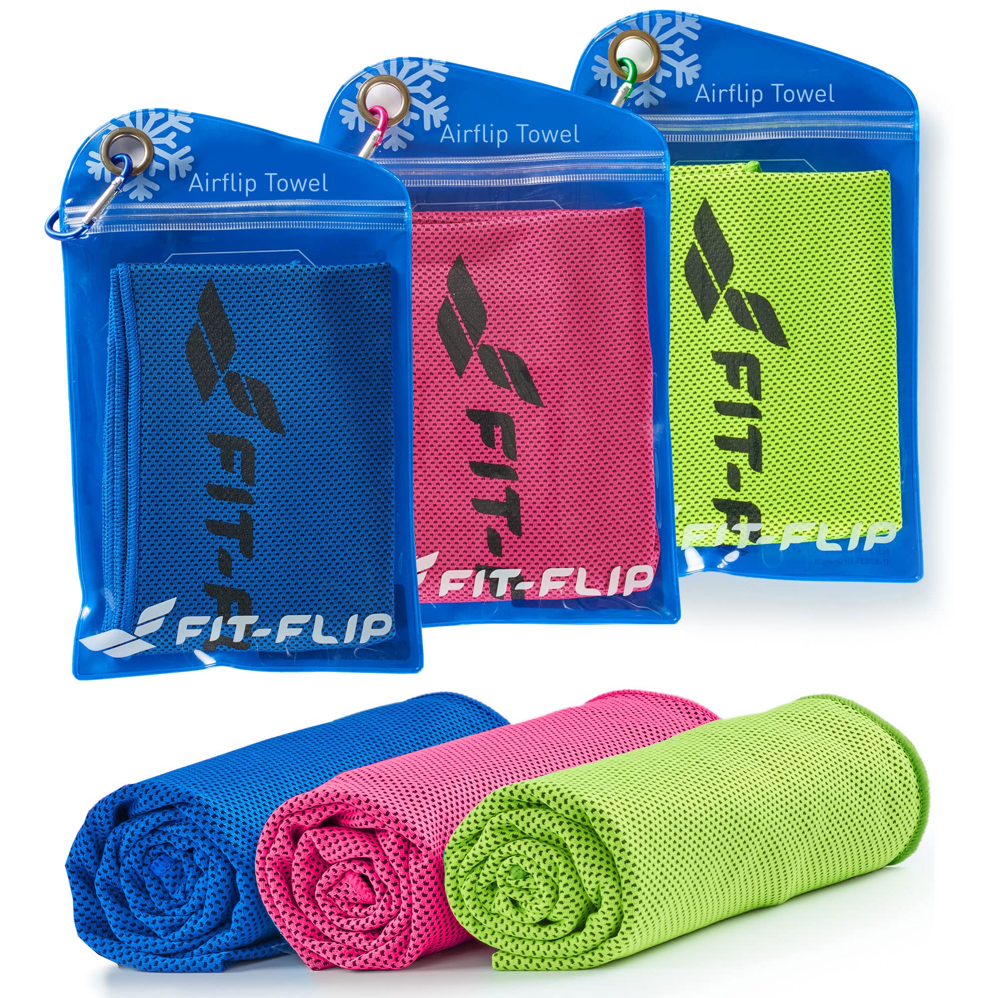 Fit-Flip Kühltuch 3er Set - 🌬️ kühlendes Handtuch für Fitness und Sport - mikrofaser kühlhandtuch Nacken - Airflip kühltücher - cool Ice Towel mit Kühlfunktion Angebot bei HelloDeals