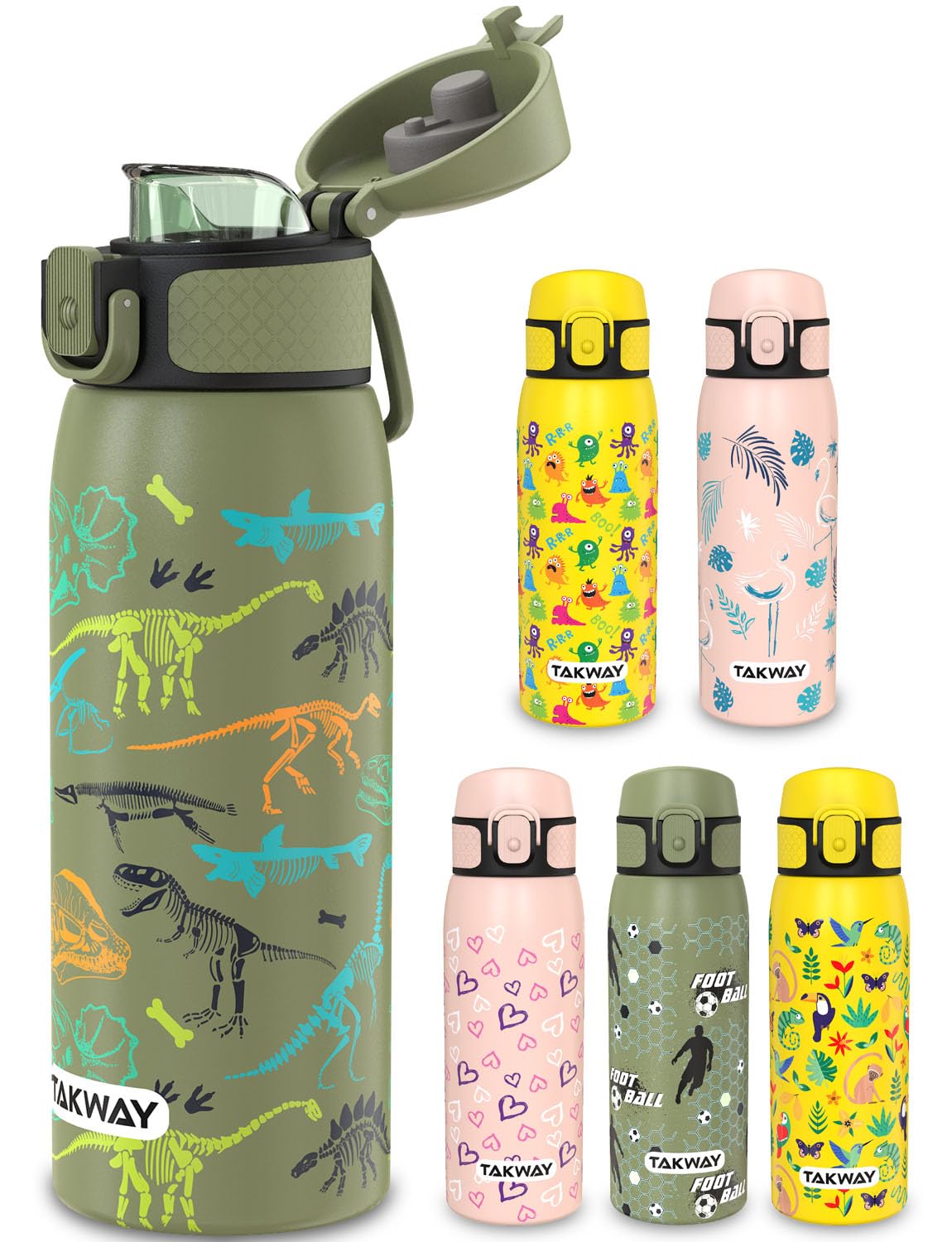 🦖 TAKWAY Edelstahl Trinkflasche Kinder 550ml - Auslaufsicher & isoliert 🥤 Angebot bei HelloDeals