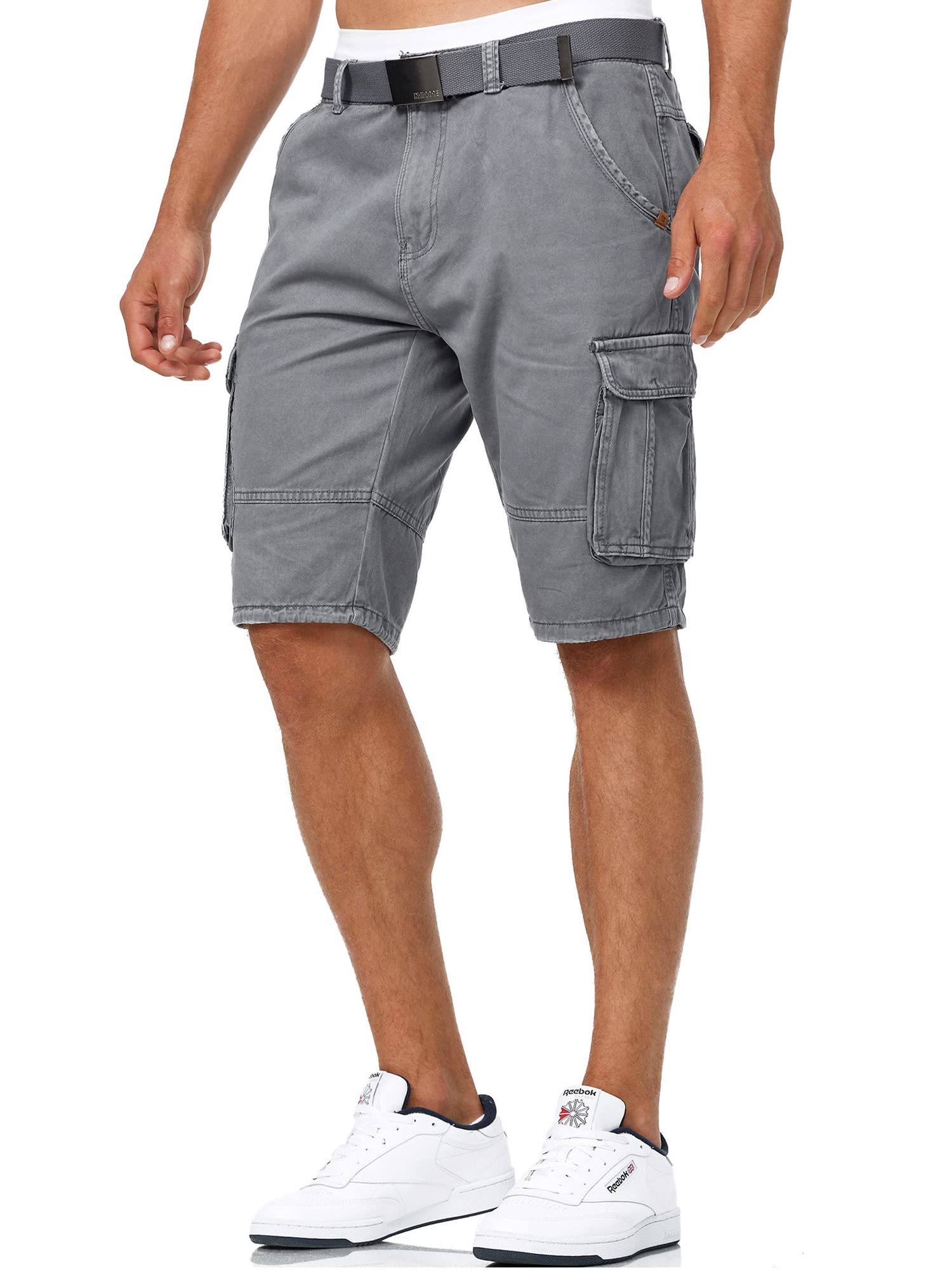 Indicode Herren Monroe Camouflage Cargo-Shorts inkl. Gürtel | Bermuda Männer Sommerhose XL 😎🌴 Angebot bei HelloDeals