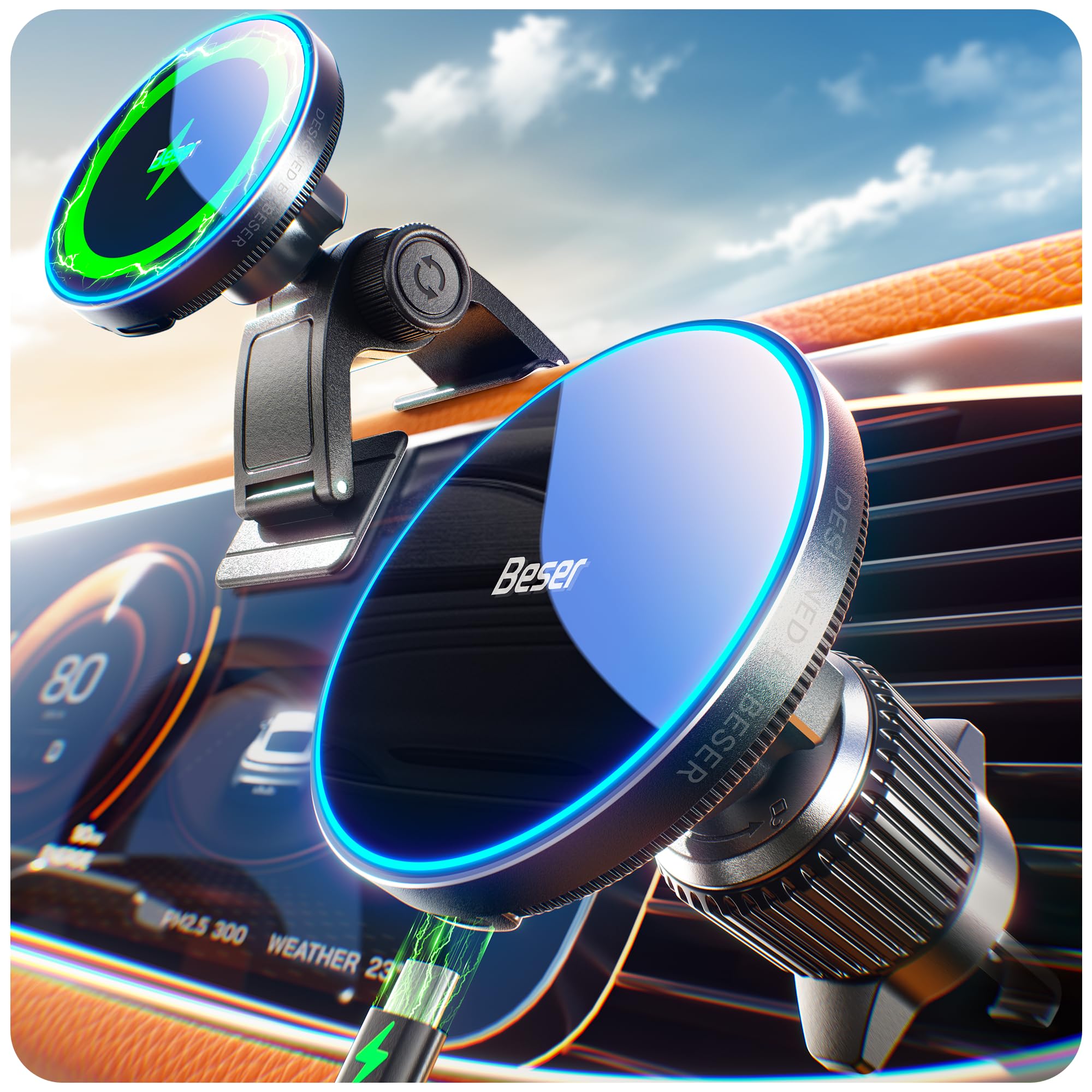 🌟 Beser 15W Magsafe Autohalterung mit Ladefunktion 📱🚗 Angebot bei HelloDeals