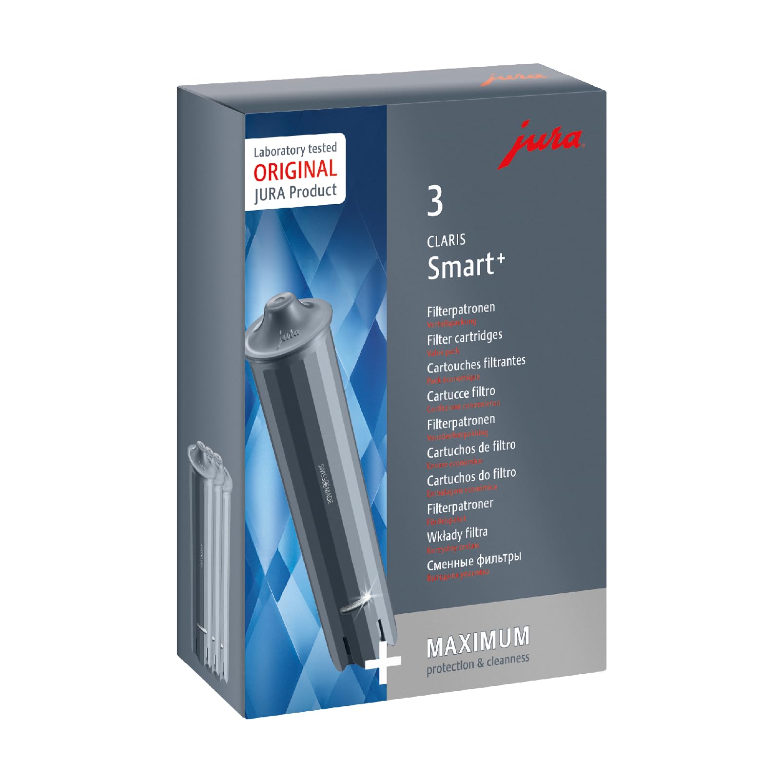 JURA Original - CLARIS Smart+ Filterpatrone mit automatischer Filtererkennung - TÜV-zertifizierte Hygiene - 3er-Pack - Grau Single 🌟 Angebot bei HelloDeals