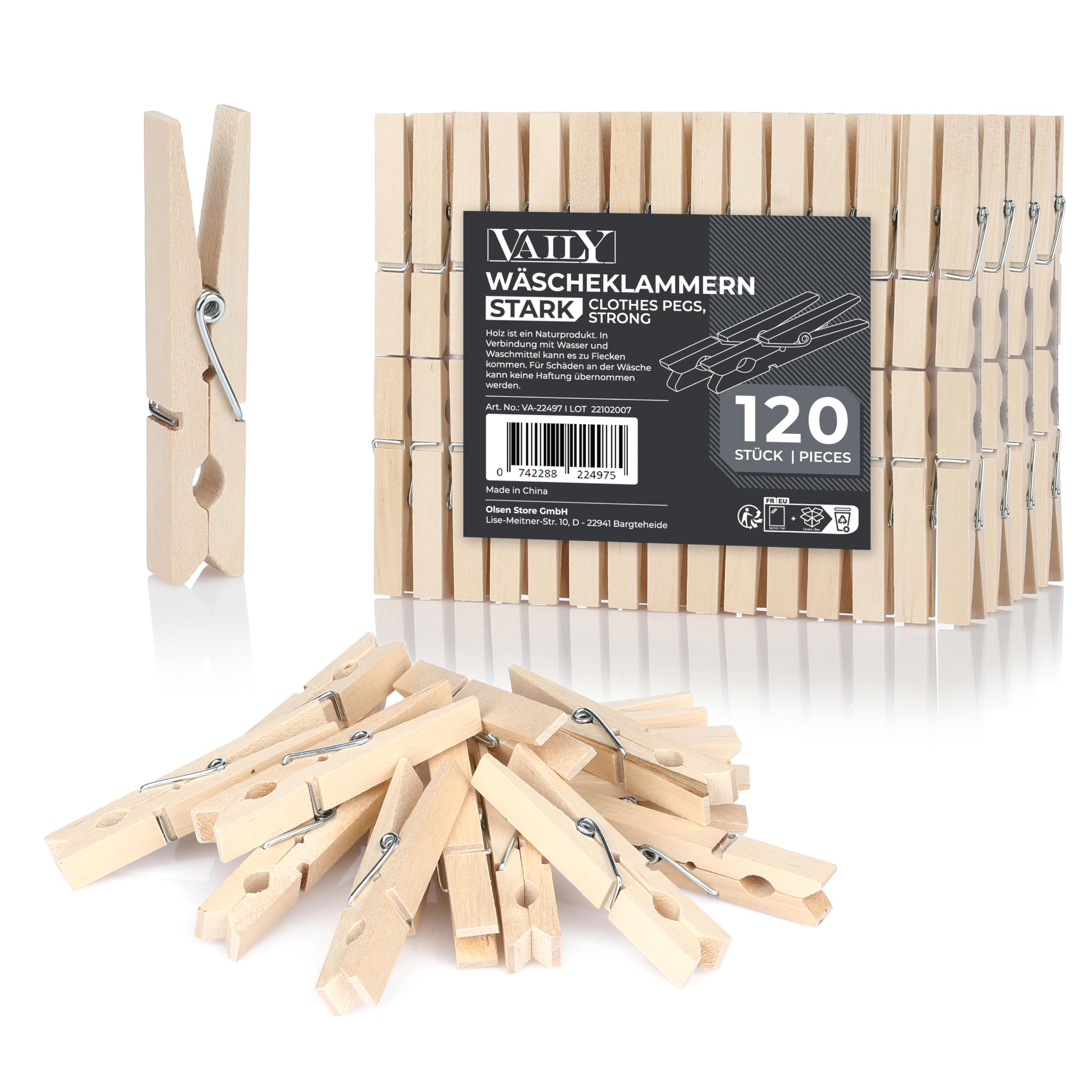 🌿🌞 Vaily Wäscheklammern aus Holz - 120 Stück 🌞🌿 Angebot bei HelloDeals