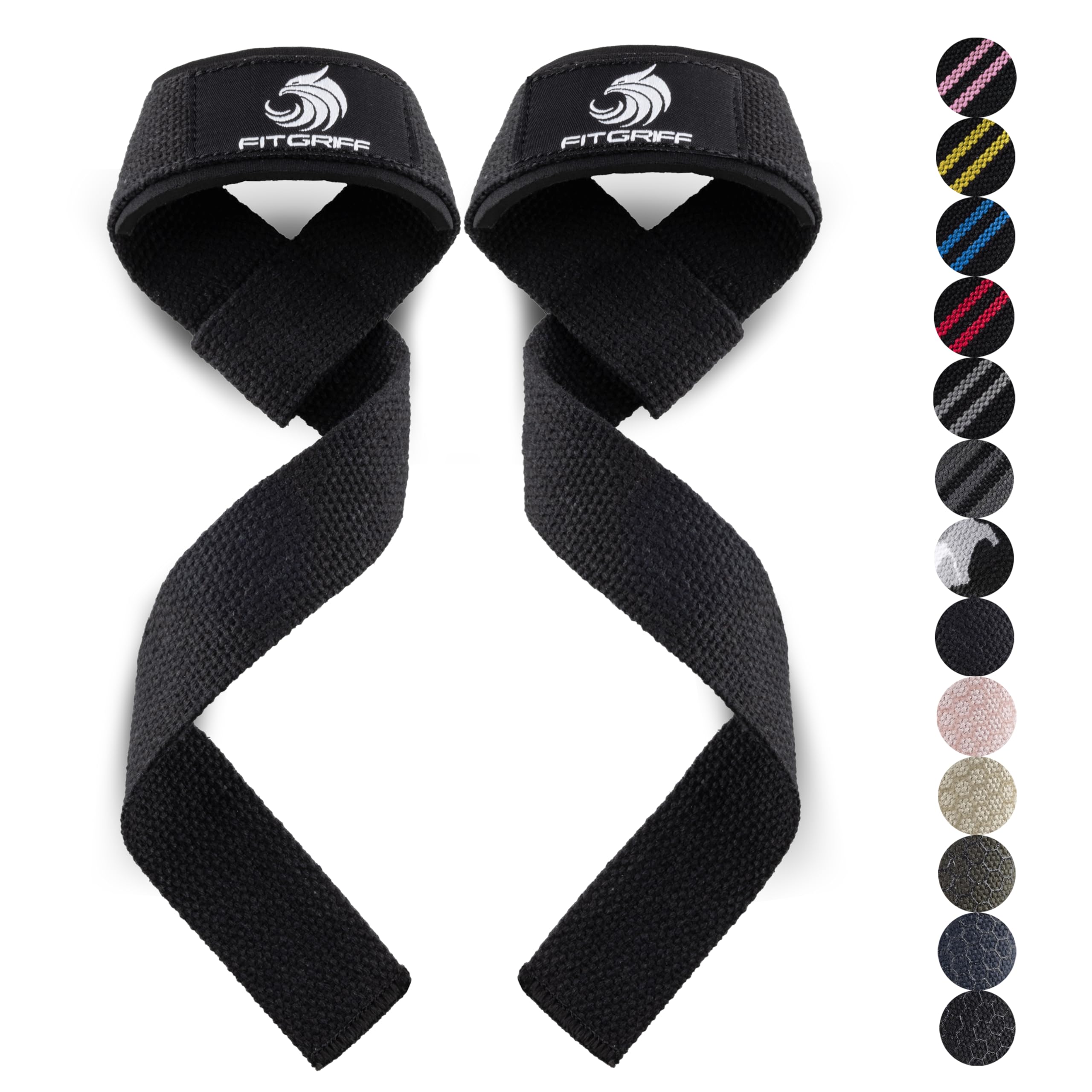 Fitgriff® Zughilfen (gepolstert) für Krafttraining, Bodybuilding, Fitness - Kreuzheben Gurte - Lifting Straps - Black Original Angebot bei HelloDeals