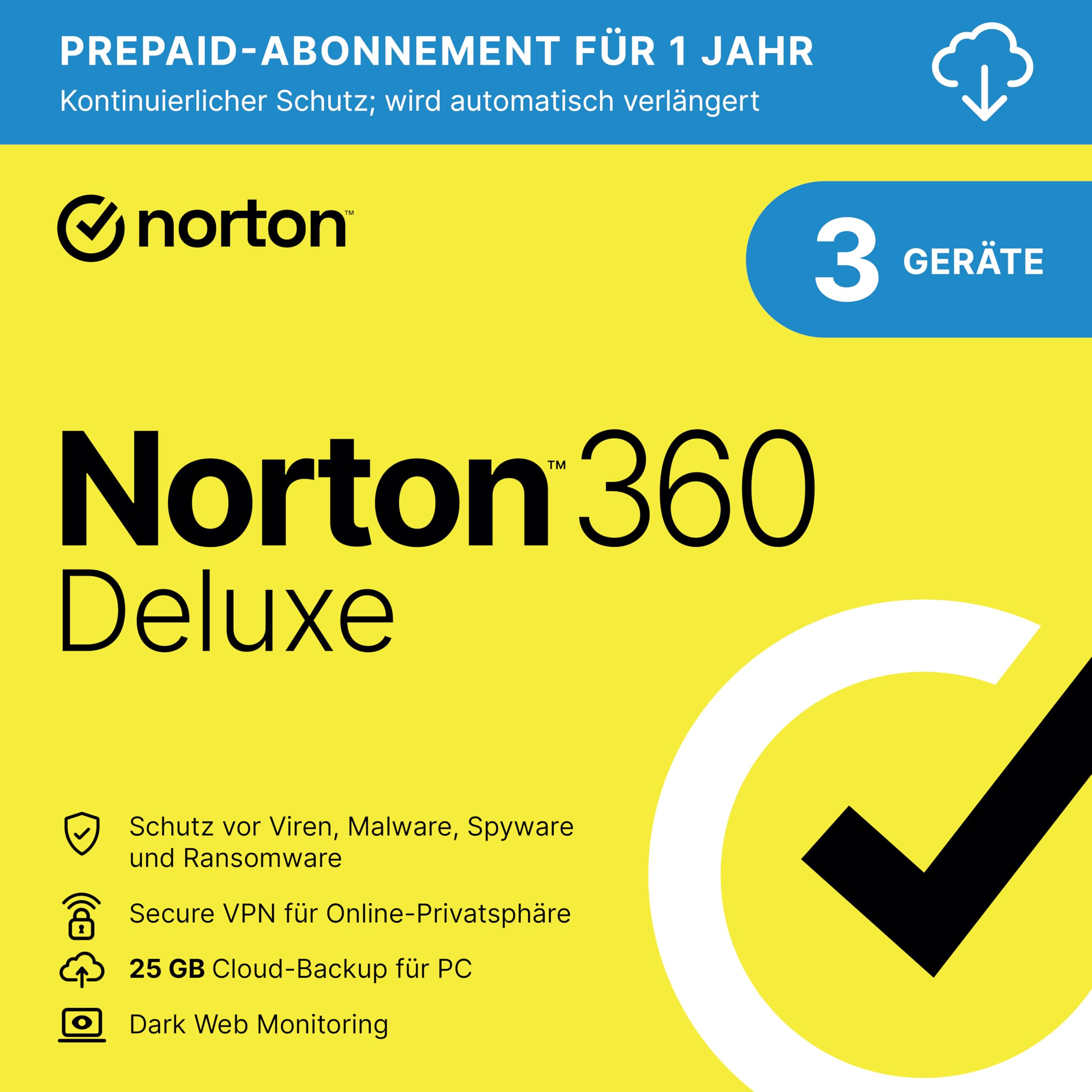 Norton 360 Deluxe 2025 | 3 Geräte | 1 Jahr | 🛡️ Aktivierungscode per Email Angebot bei HelloDeals