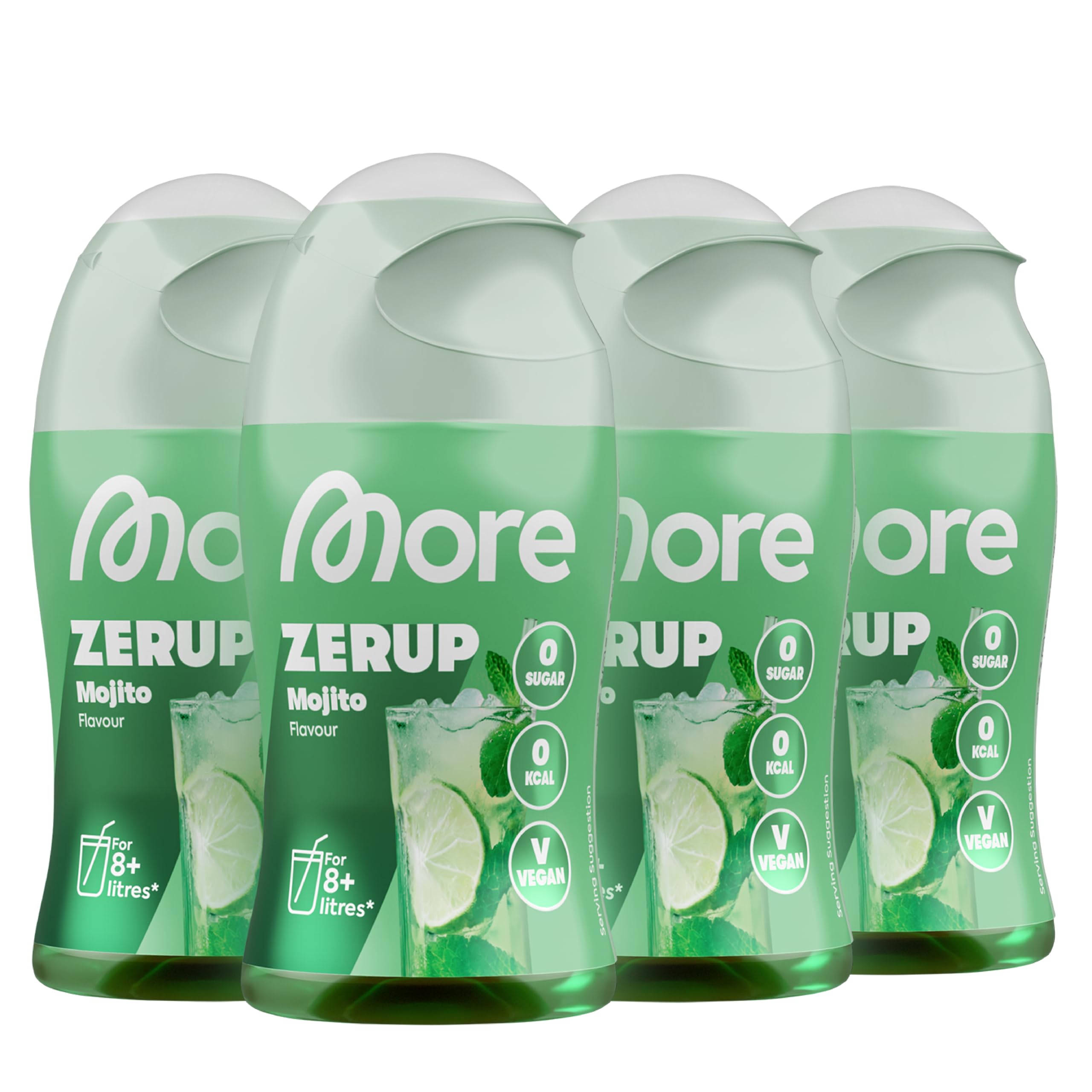 🍹🍑🍏 MORE Zerup Mojito 4 x 65 ml - Zuckerfreier Sirup mit echten Fruchtextrakten Angebot bei HelloDeals