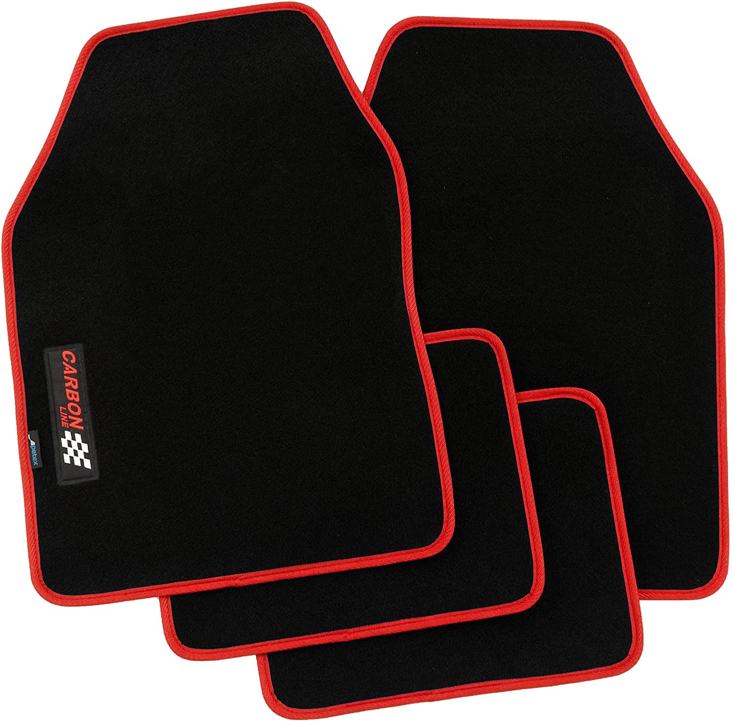 🚗 Autoteppich Universal 4-teilig rot Carbon Größe 0 🛡️ Angebot bei HelloDeals