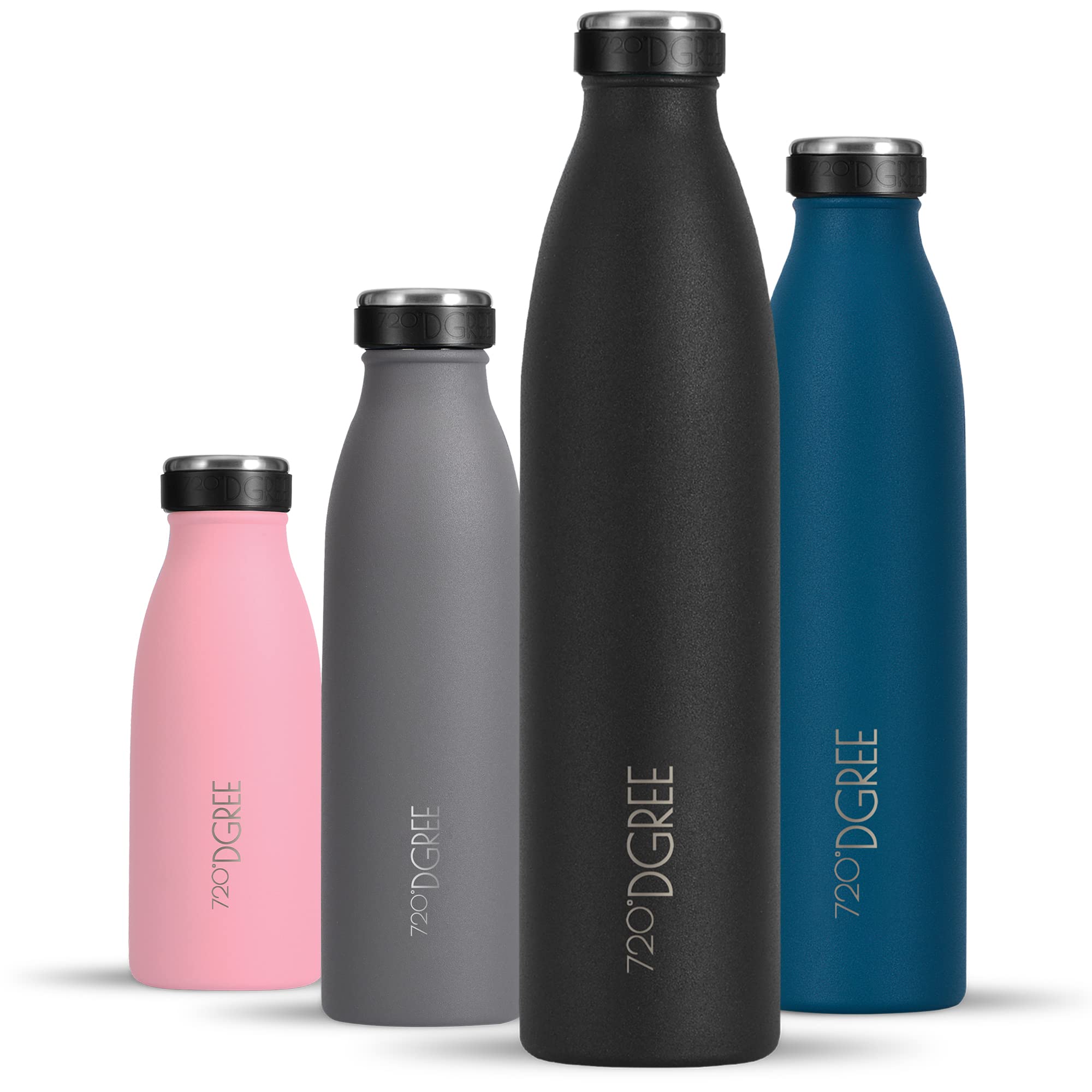 720°DGREE Edelstahl Trinkflasche “milkyBottle” - 1L - BPA-Frei - Thermosflasche für Sprudel, Sport, Uni - 1000 ml - Onyx Black Angebot bei HelloDeals