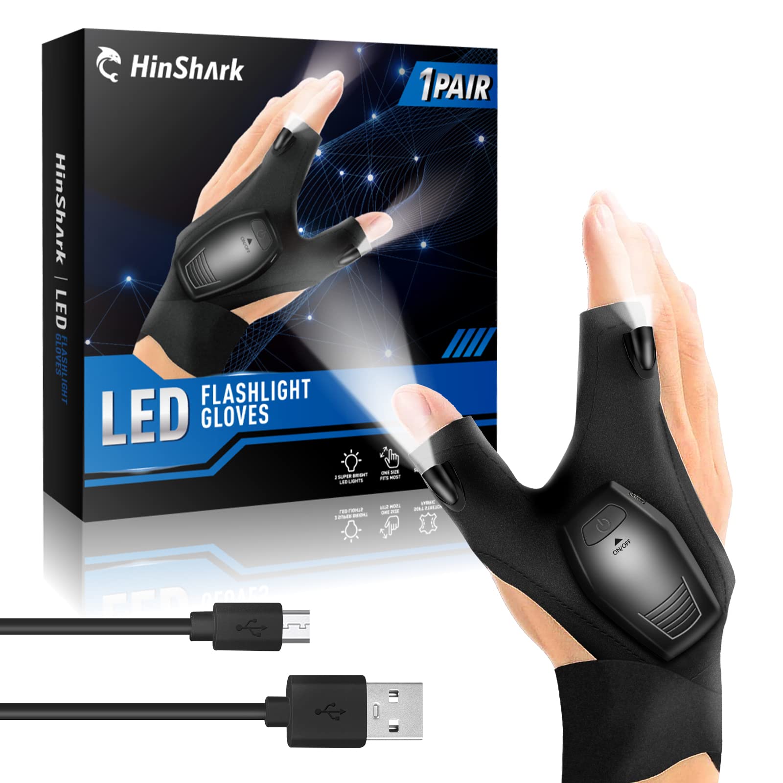 Hinshark LED-Lichthandschuhe - Geschenke für Männer und Frauen 🎁🔦 Angebot bei HelloDeals