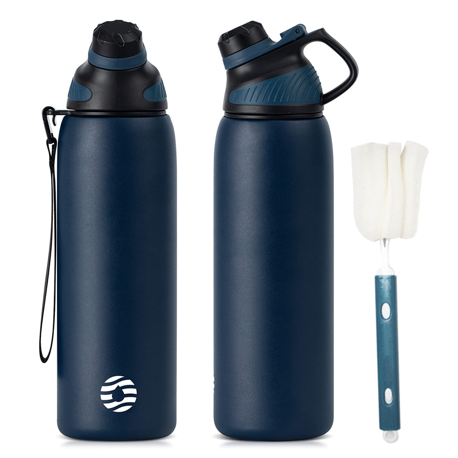Fjbottle Edelstahl Trinkflasche Sport mit Magnetischem Deckel - Einzigartiges Design 🌊 - BPA-frei - 1500ML Wasserflasche Thermo Dunkelblau 1000 ml Angebot bei HelloDeals