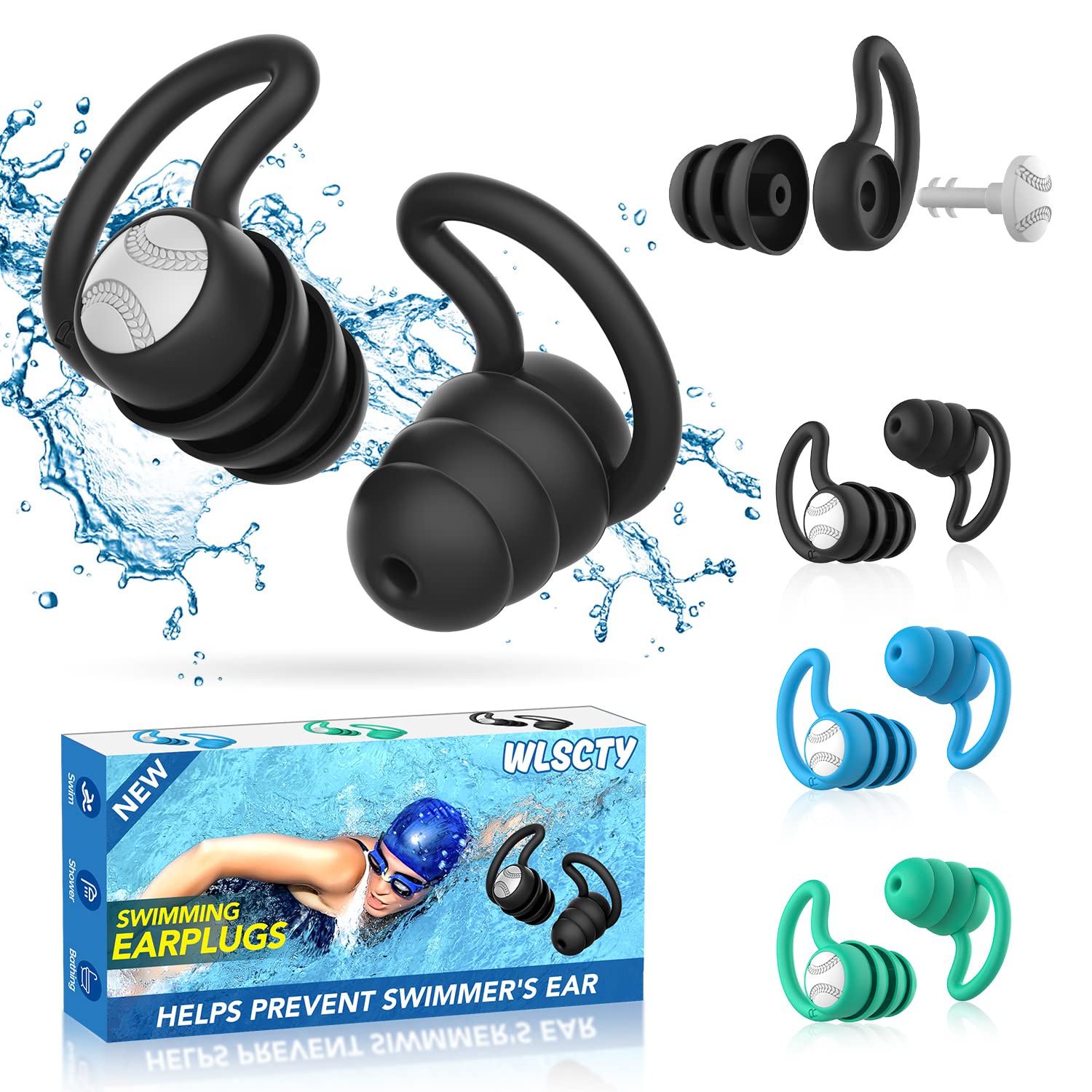 🏊‍♂️ Schwimm Ohrstöpsel für Erwachsene - Wasserdichte Wiederverwendbare Weich Silikon Ohrstöpsel 🌊🩰 Angebot bei HelloDeals
