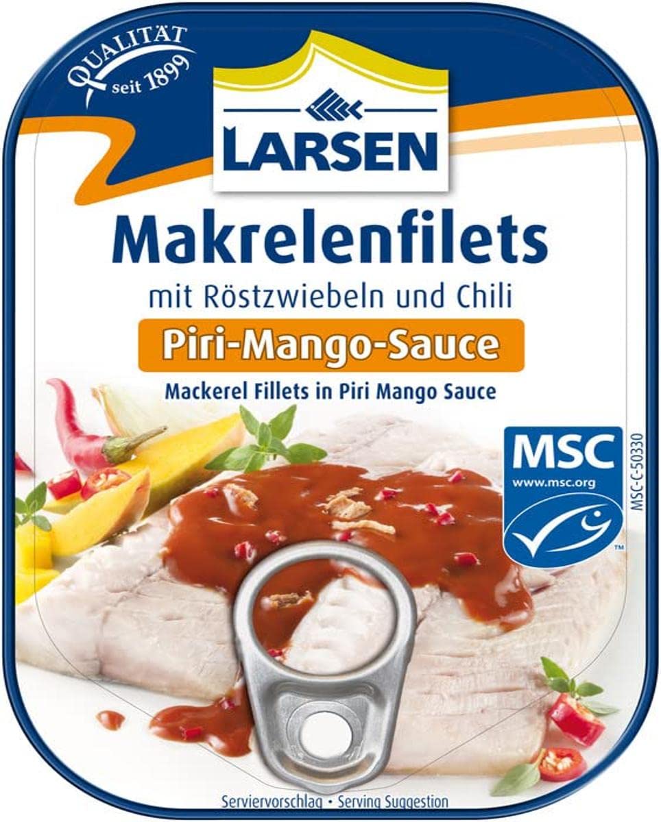 🐟😋 Larsen MSC Makrelenfilets In Piri-Mango-Sauce, 110 g - Angebot! Angebot bei HelloDeals