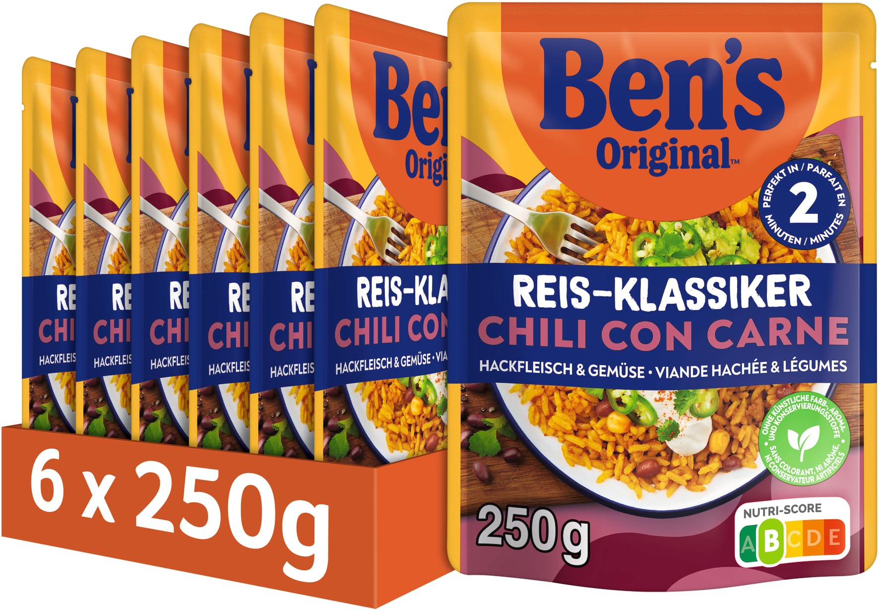 🌶️🍲 BEN'S ORIGINAL™ Chili con Carne - mit Hackfleisch und Gemüse 6x250g 250 g (6er Pack) Angebot bei HelloDeals