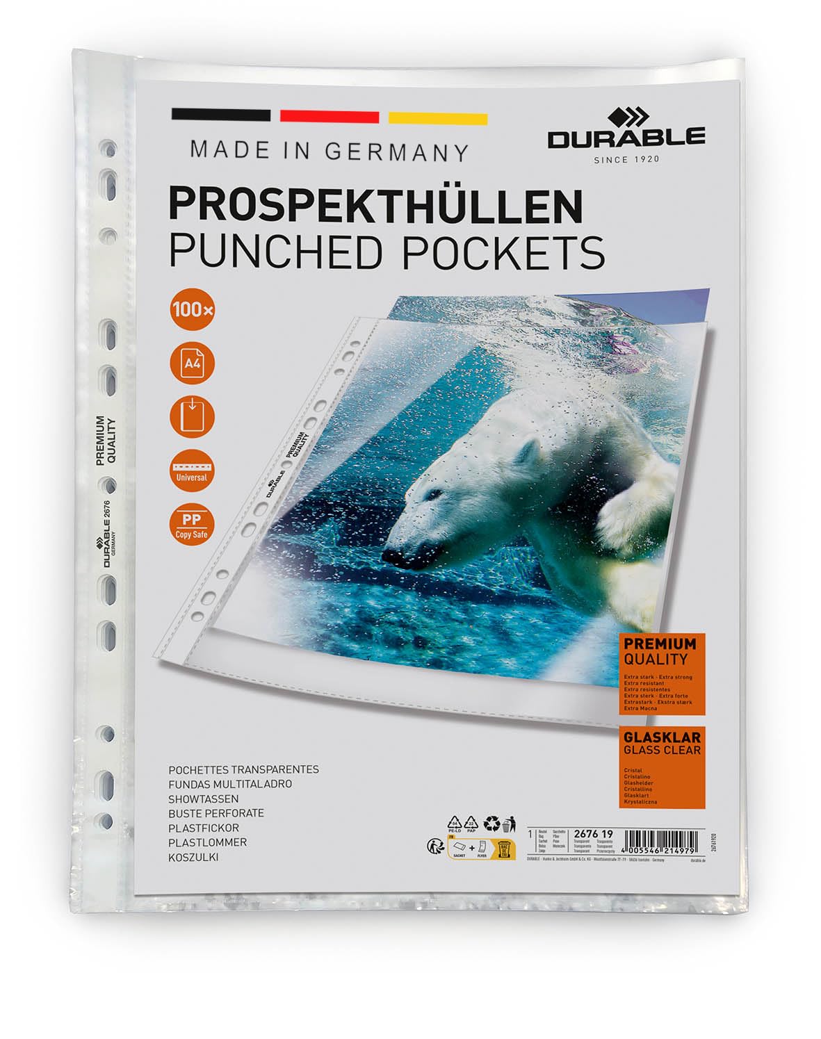 Angebot: Durable Prospekthüllen (Klarsichthüllen A4 Premium extra stark, 0,08mm) 100 Stück 📁 Angebot bei HelloDeals