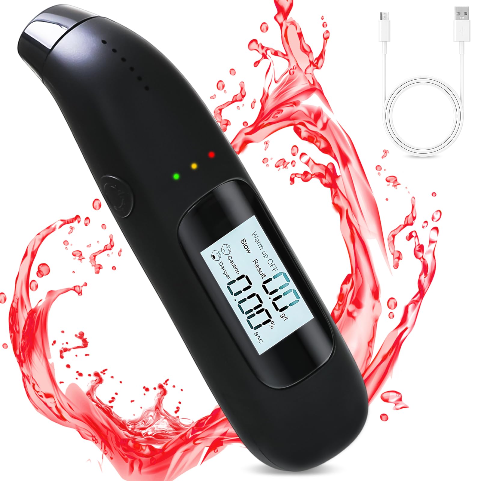 🍻🚫 Alkoholtester Polizeigenau - Professionelles Alkoholmessgerät mit Blauer LCD-Anzeige Angebot bei HelloDeals