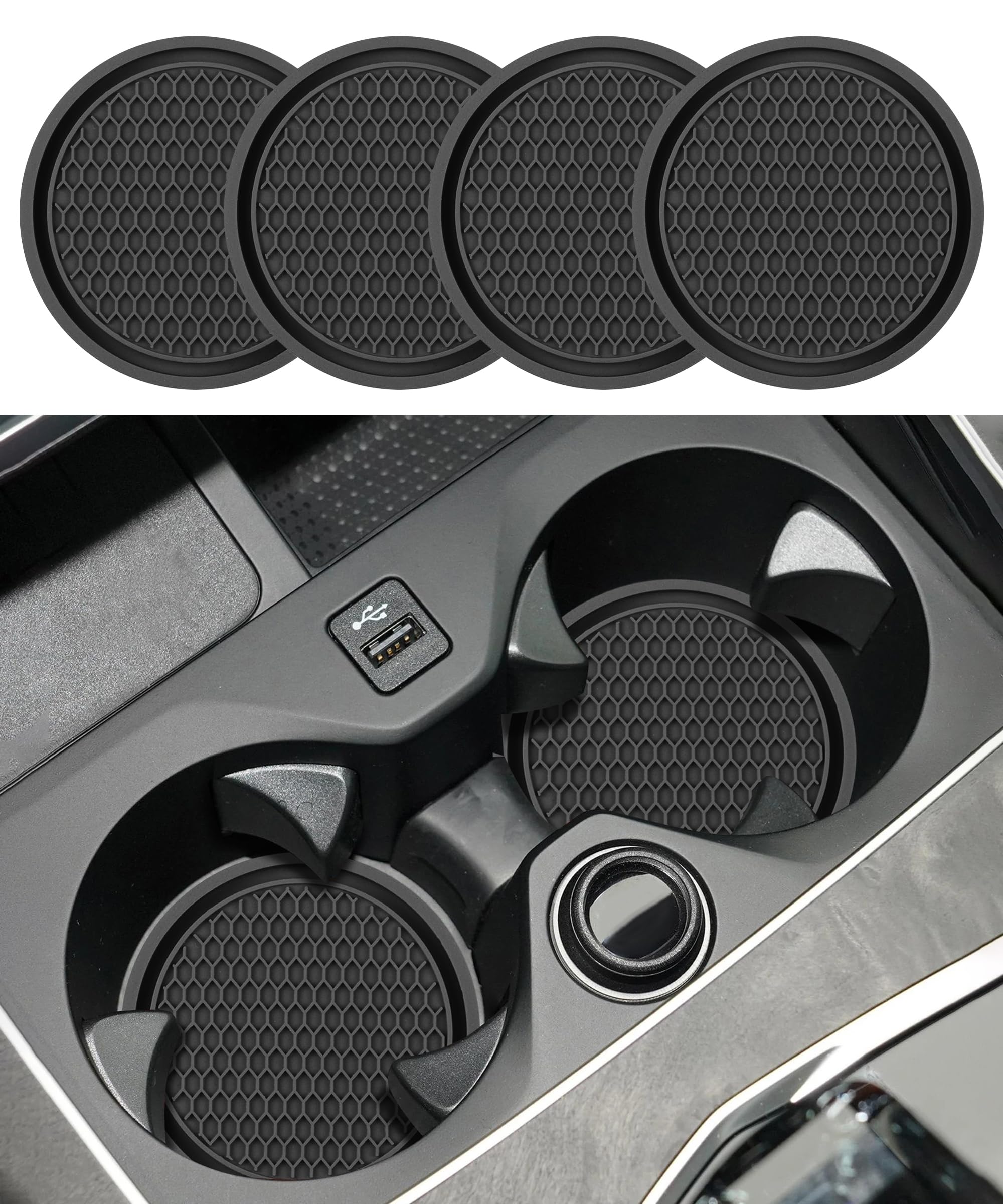 🚗🥤 Flaconi 4-teiliges Auto-Untersetzerset - Getränkehalter-Einsatz im Auto Angebot bei HelloDeals