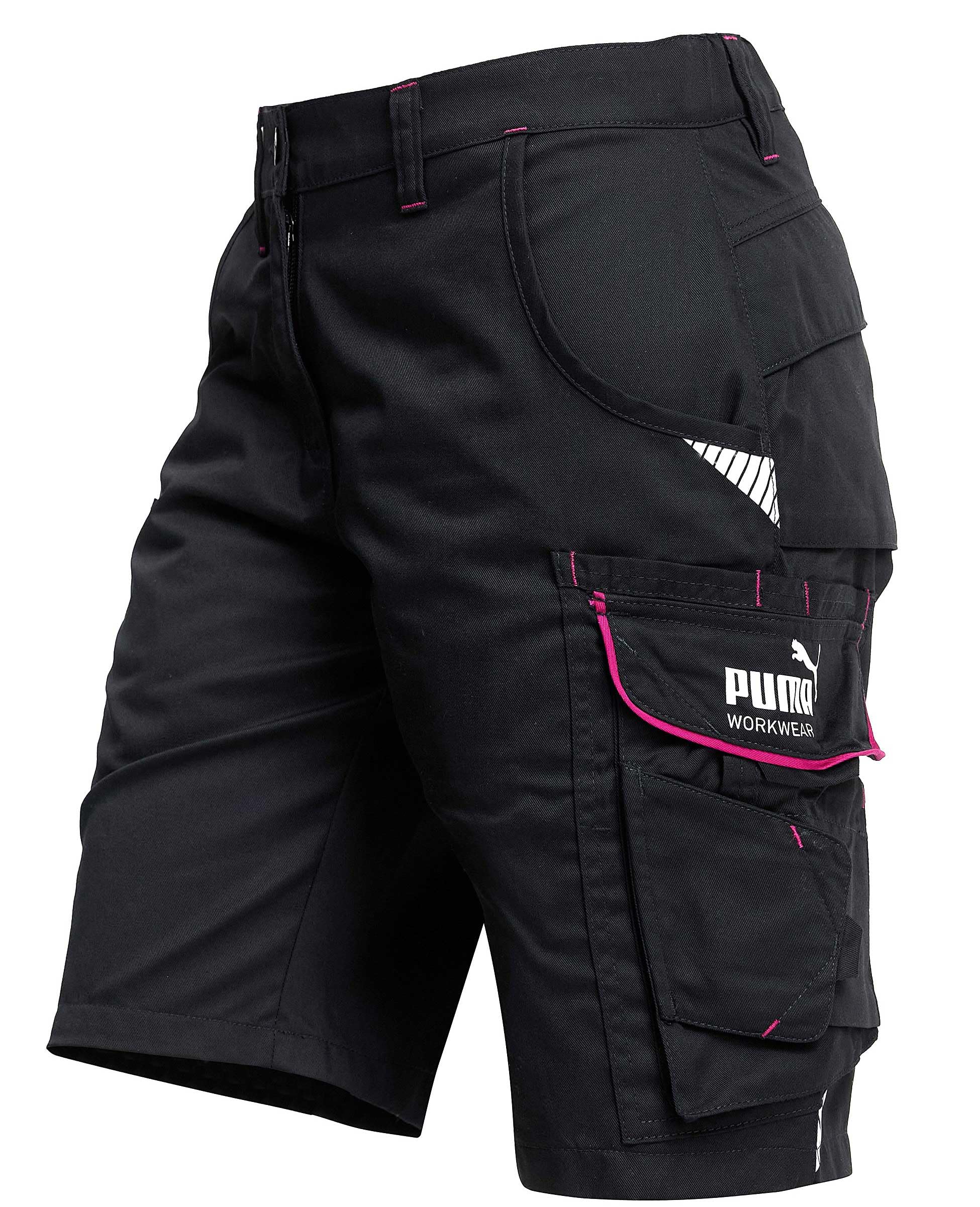 🔧 PUMA Workwear Precision X Arbeitsshorts - Kurze Arbeitshose Damen Schwarz/Pink Angebot bei HelloDeals