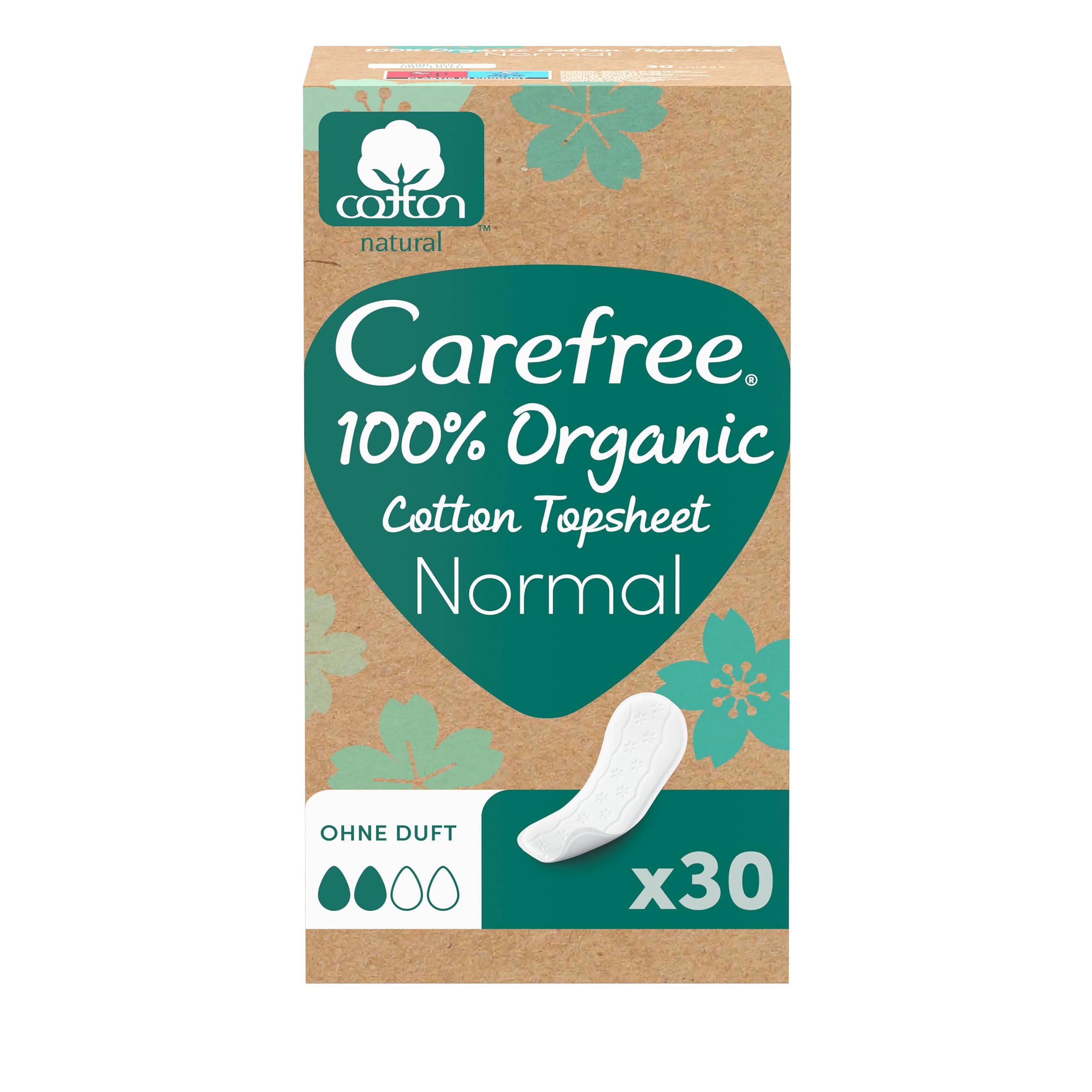 Angebot: Carefree Slipeinlage 100% Organic Cotton Topsheet Normal (30 Stück) 🌿 Angebot bei HelloDeals