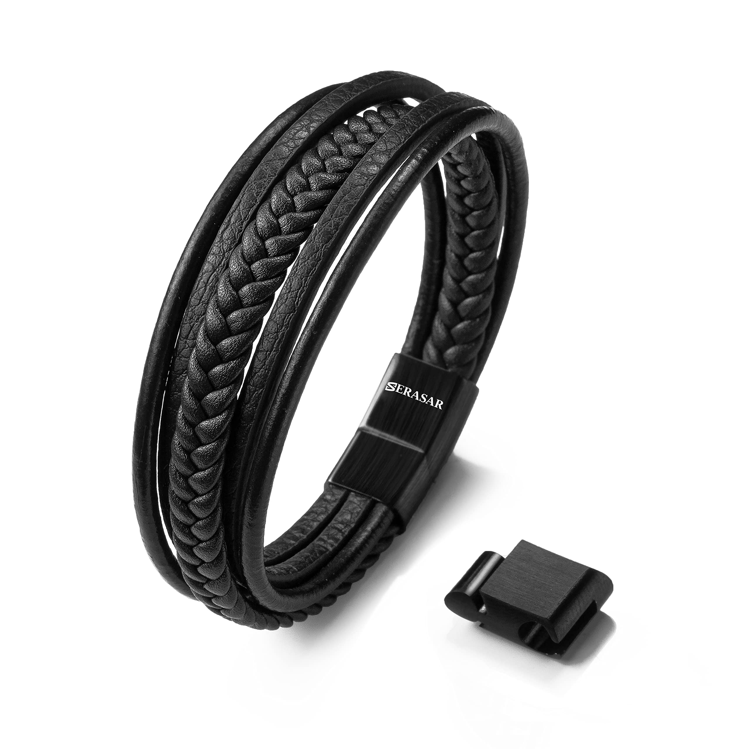 🎁 SERASAR Premium Echtlederarmband für Männer [Braid] in Schwarz & Braun | Tolles Geschenk! 🎁 Angebot bei HelloDeals